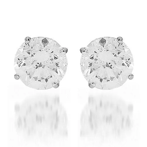 18K White Solid Gold Diamond Solitaire Stud Earrings 6.67 Ctw