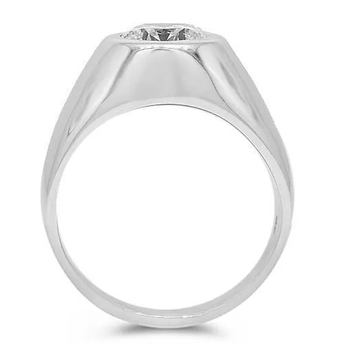 18K White Solid Gold Mens Clarity Enhanced Diamond Solitaire Ring 2.14 Ctw