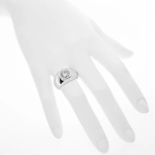 18K White Solid Gold Mens Clarity Enhanced Diamond Solitaire Ring 2.14 Ctw