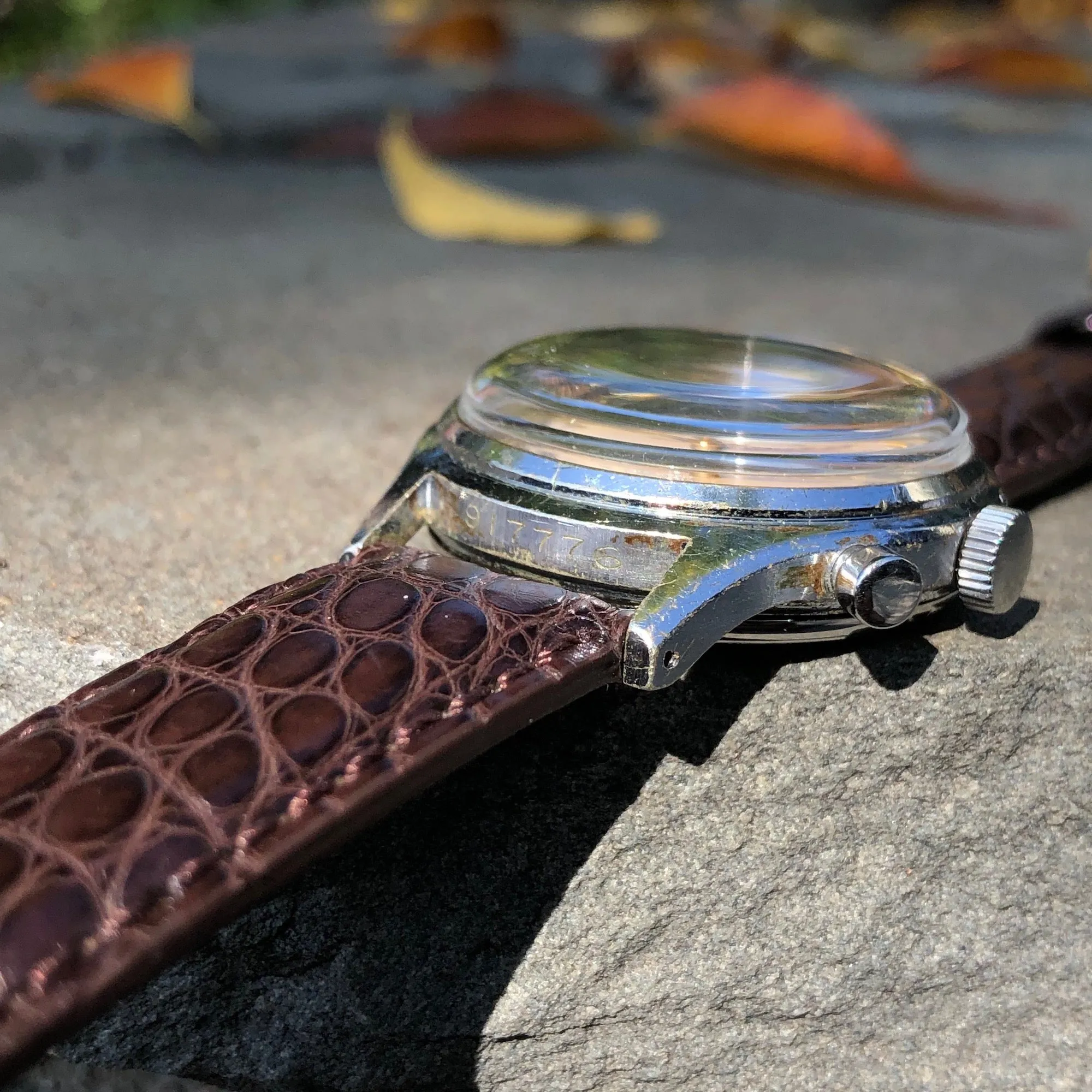 1940s Heuer Solunar Stainless Steel Chrome Plated Tide Indicator Wristwatch
