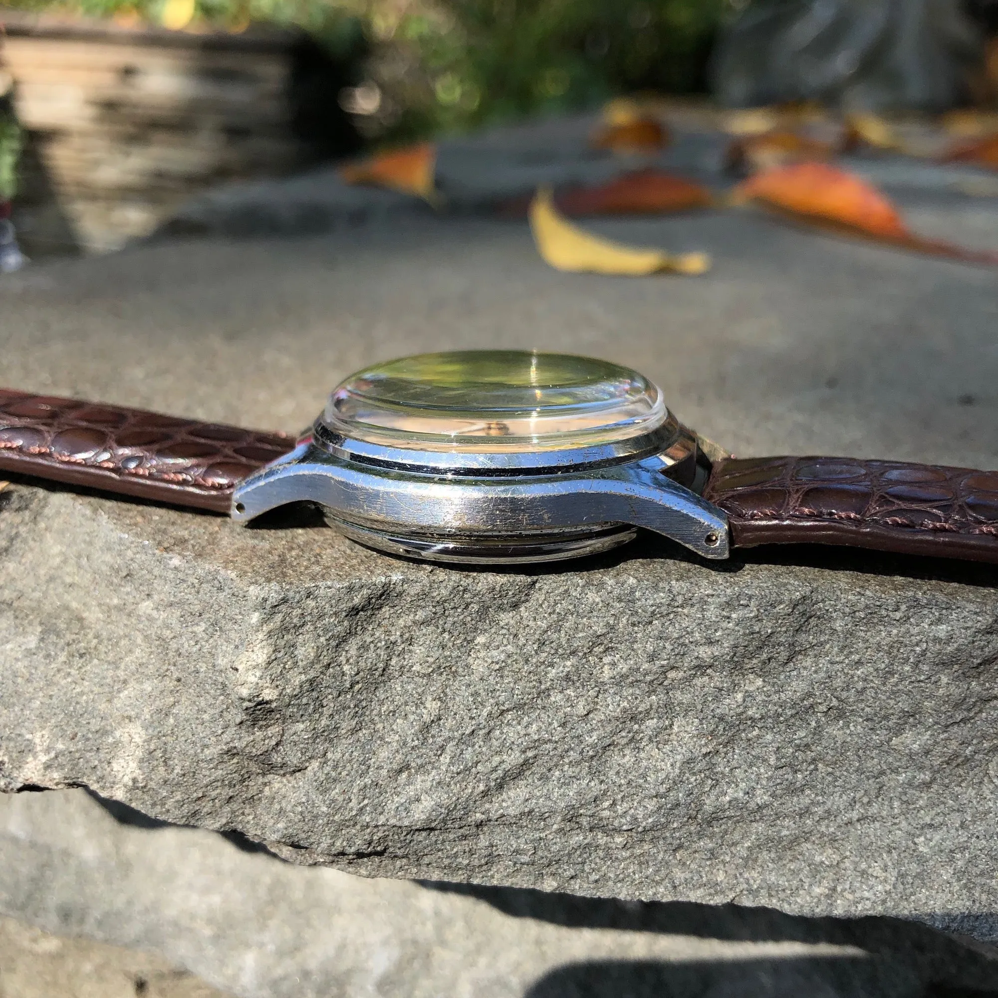 1940s Heuer Solunar Stainless Steel Chrome Plated Tide Indicator Wristwatch