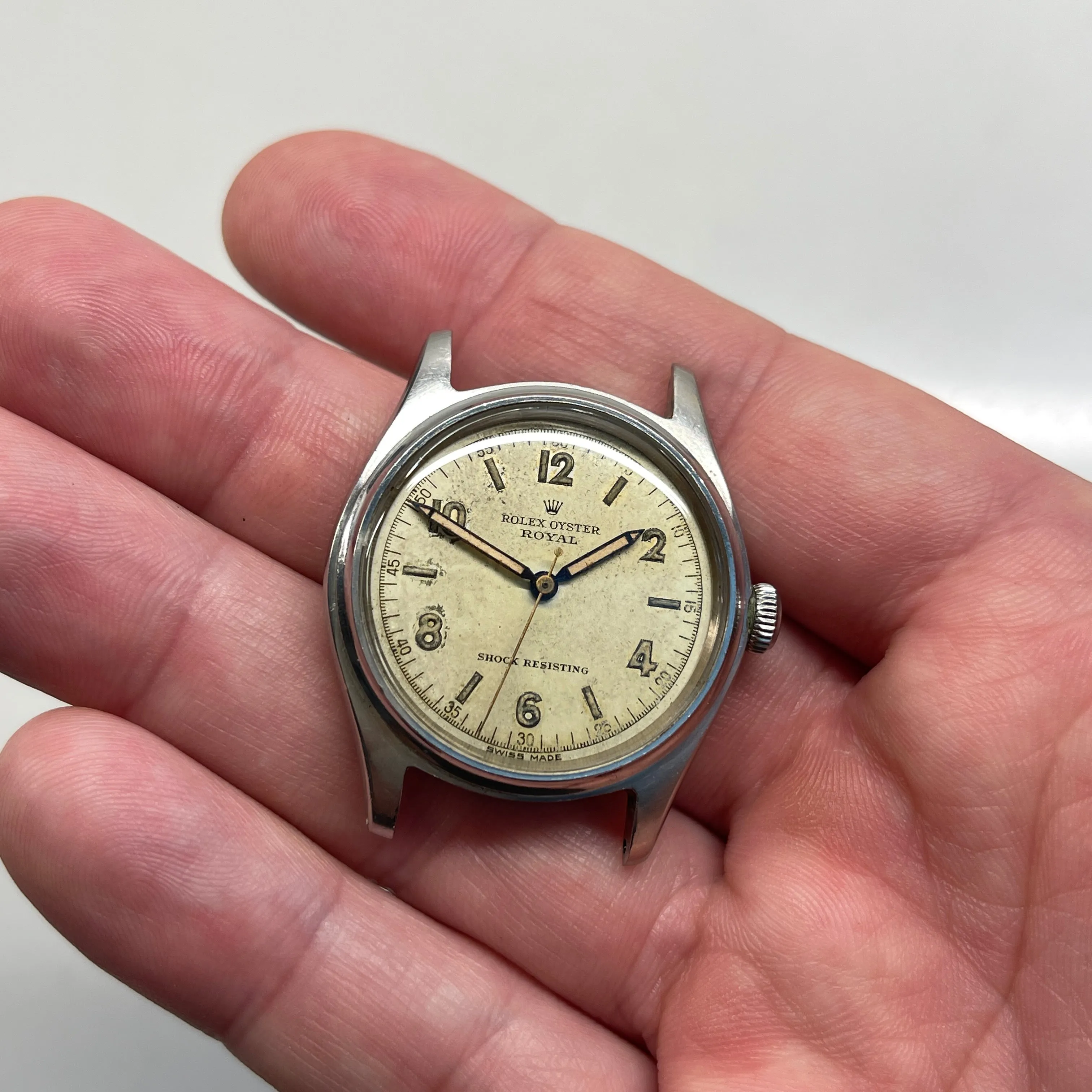 1945 Vintage Rolex Oyster Royal 4444 Shock Resisting Dial Manual Wristwatch
