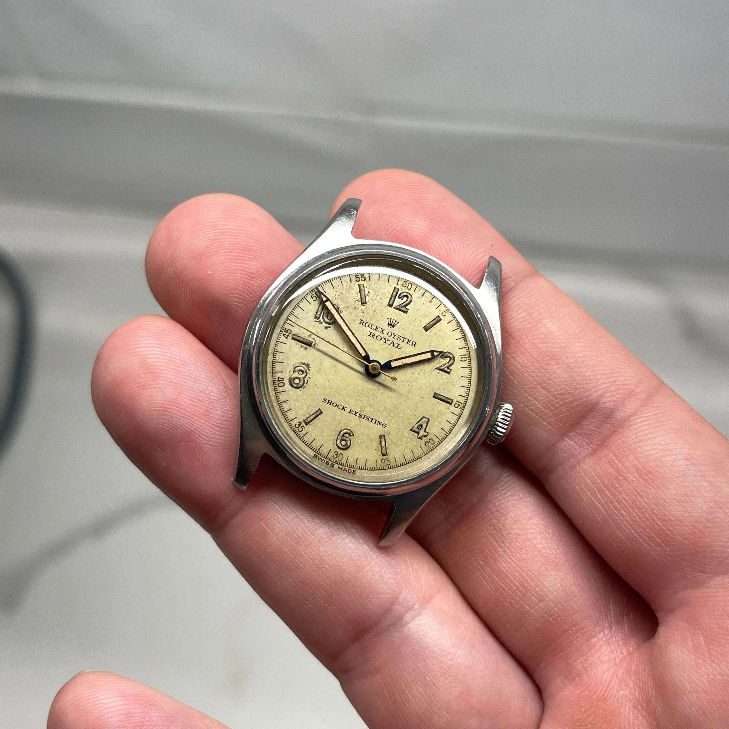 1945 Vintage Rolex Oyster Royal 4444 Shock Resisting Dial Manual Wristwatch