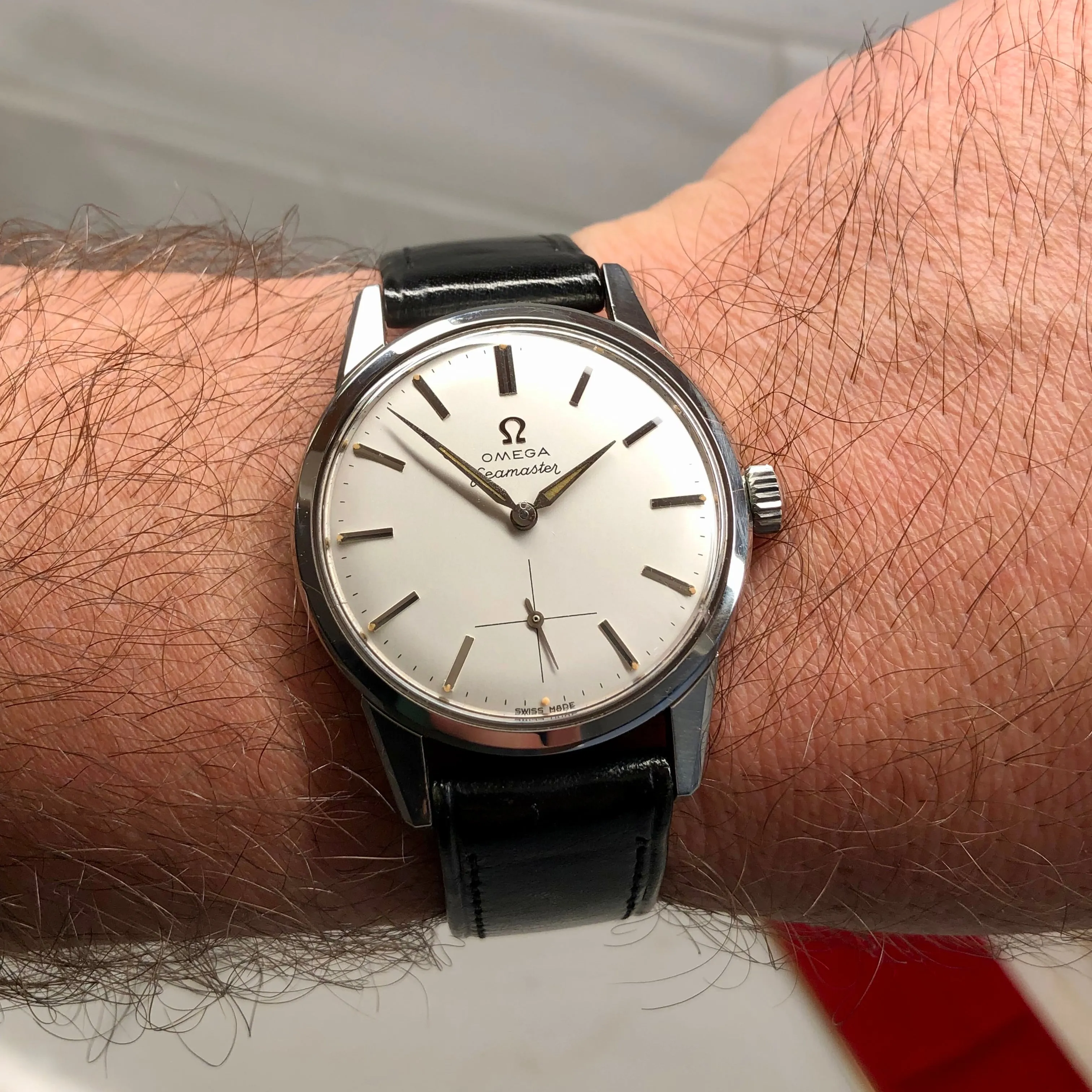 1950s Omega Seamaster Stainless Steel Dress Watch Manual 35mm Wristwatch