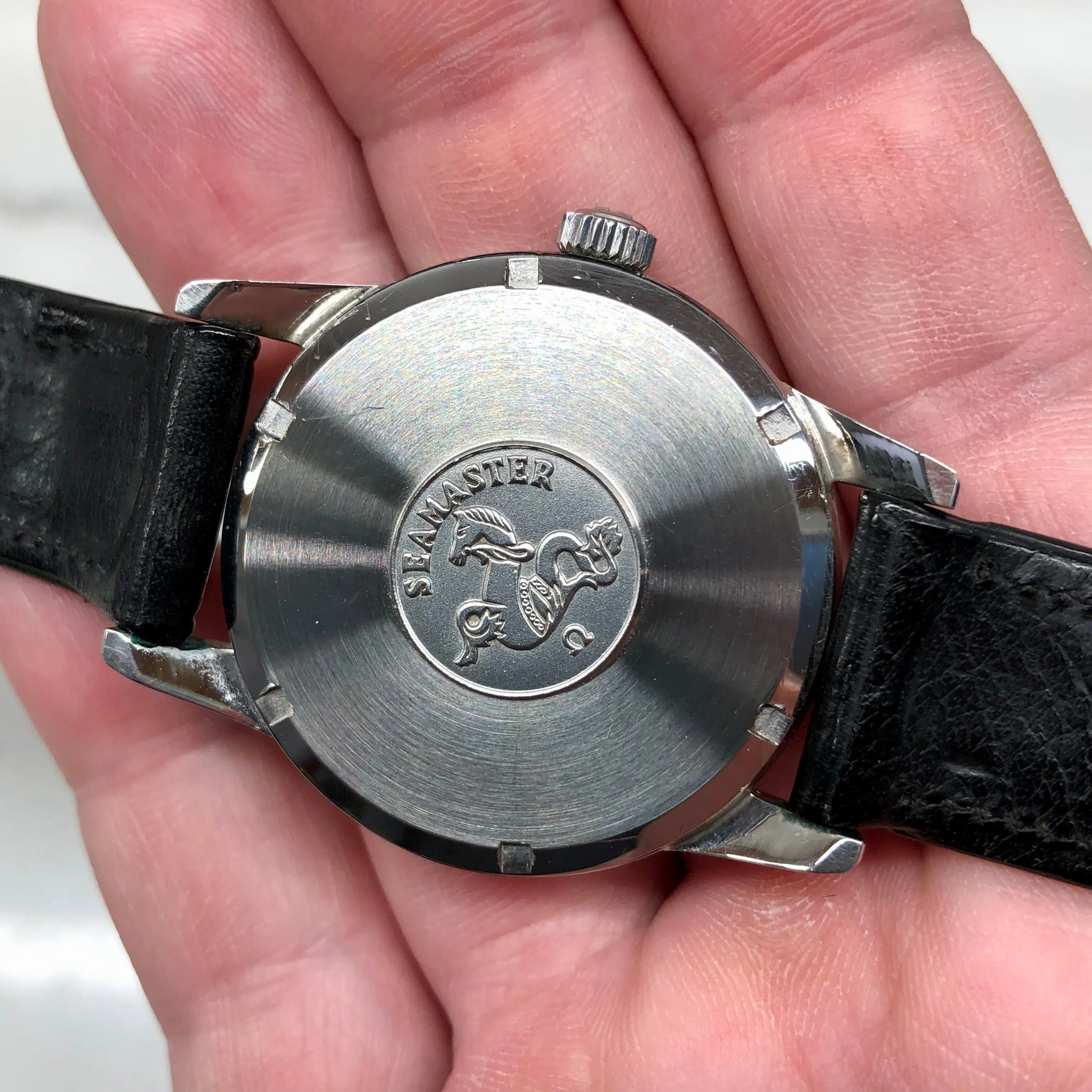1950s Omega Seamaster Stainless Steel Dress Watch Manual 35mm Wristwatch
