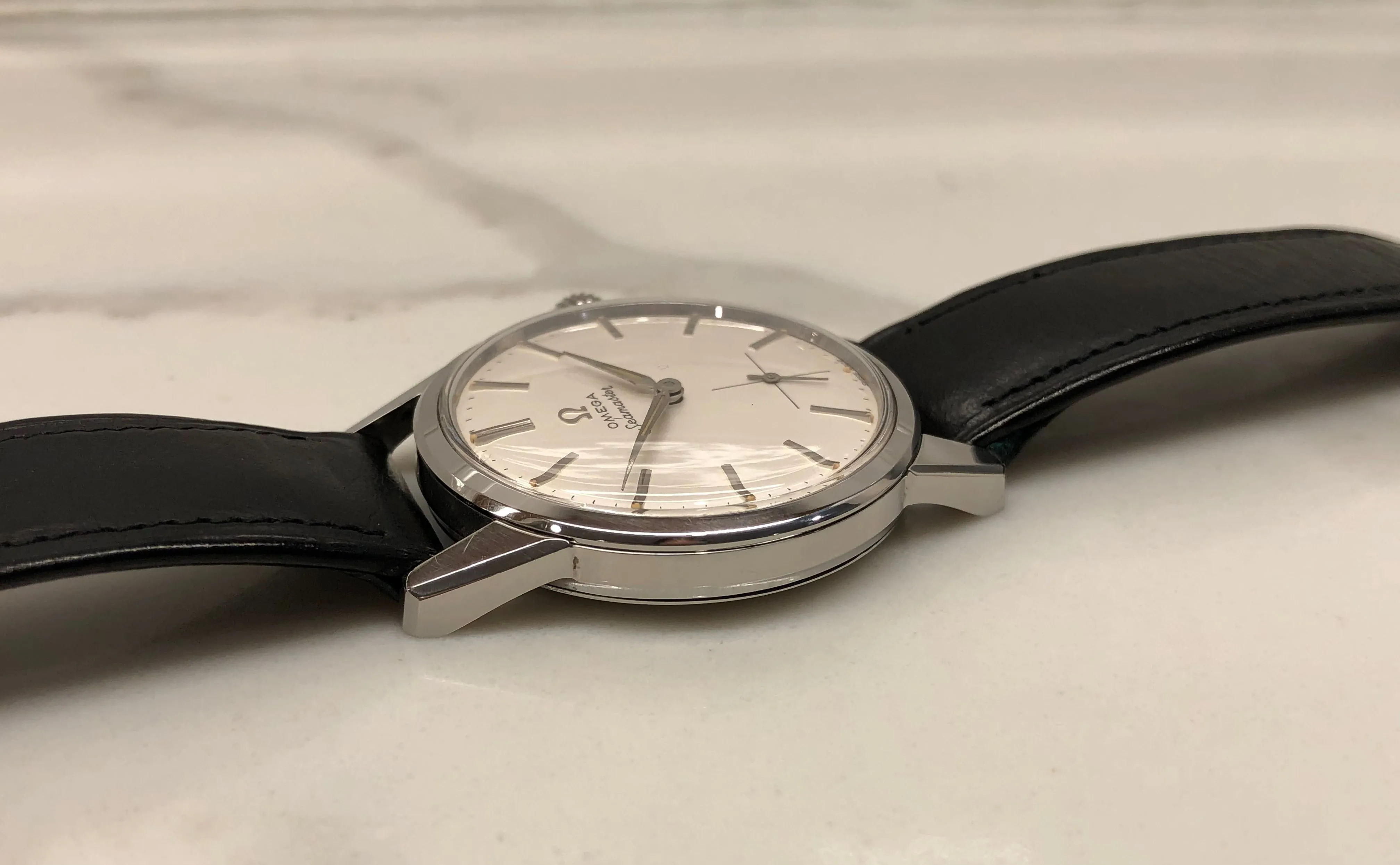 1950s Omega Seamaster Stainless Steel Dress Watch Manual 35mm Wristwatch