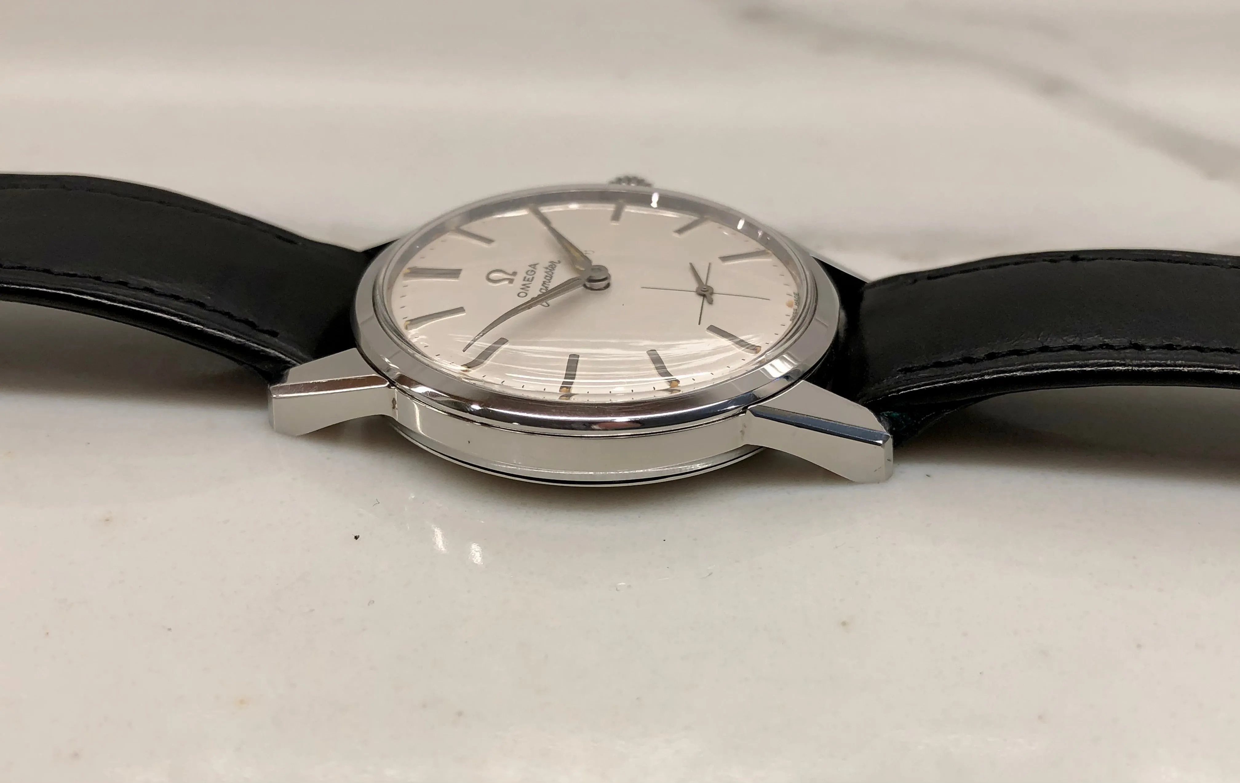1950s Omega Seamaster Stainless Steel Dress Watch Manual 35mm Wristwatch