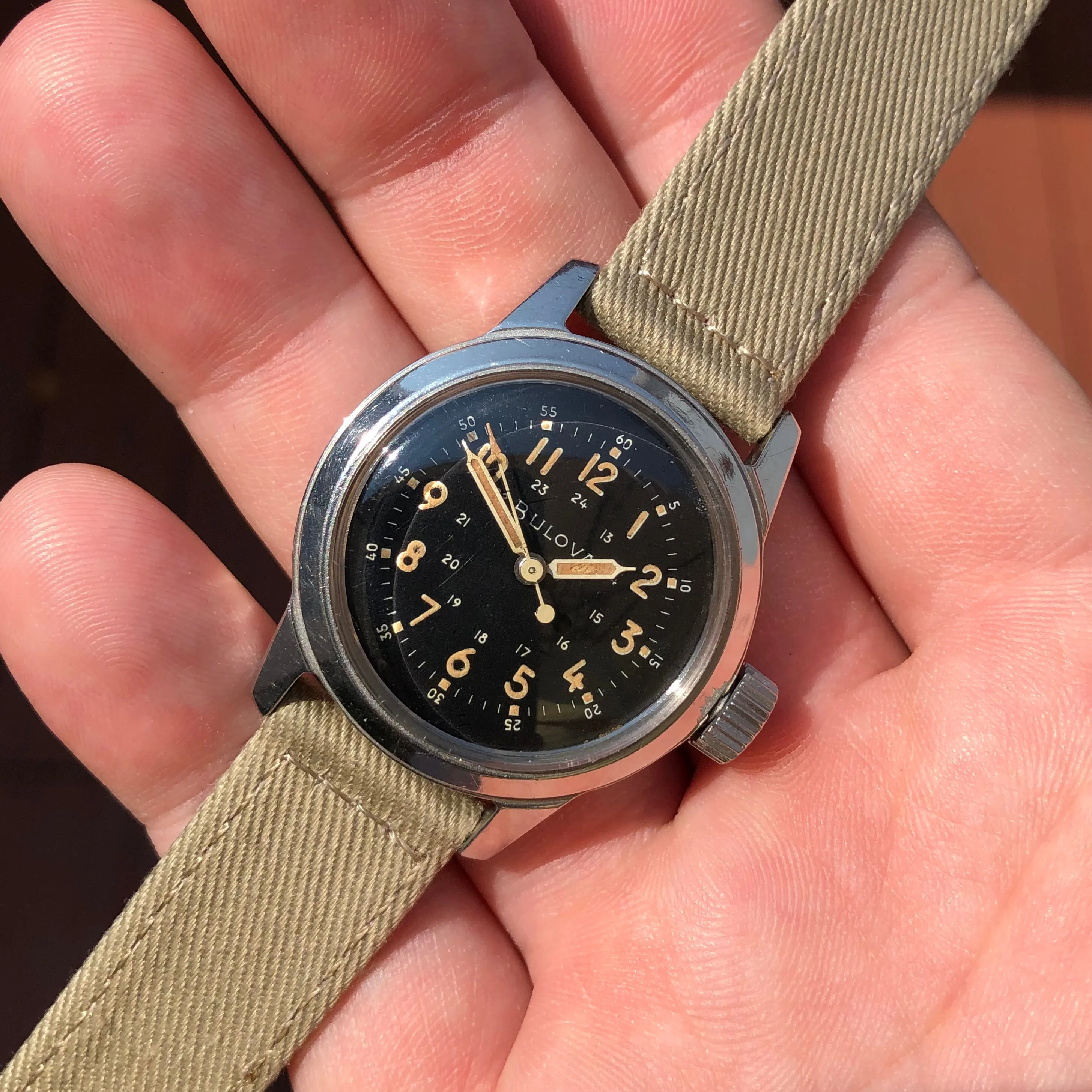 1950s Vintage Bulova A17A U.S. Military Hacking Navigational Wristwatch