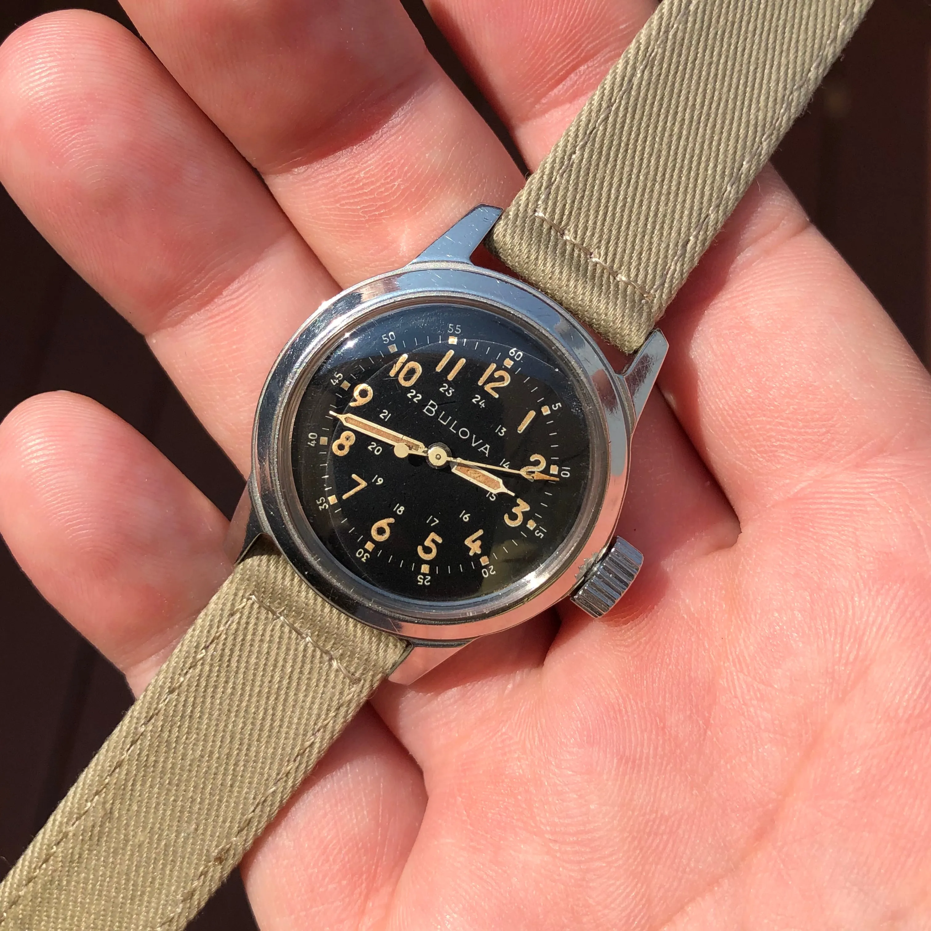 1950s Vintage Bulova A17A U.S. Military Hacking Navigational Wristwatch