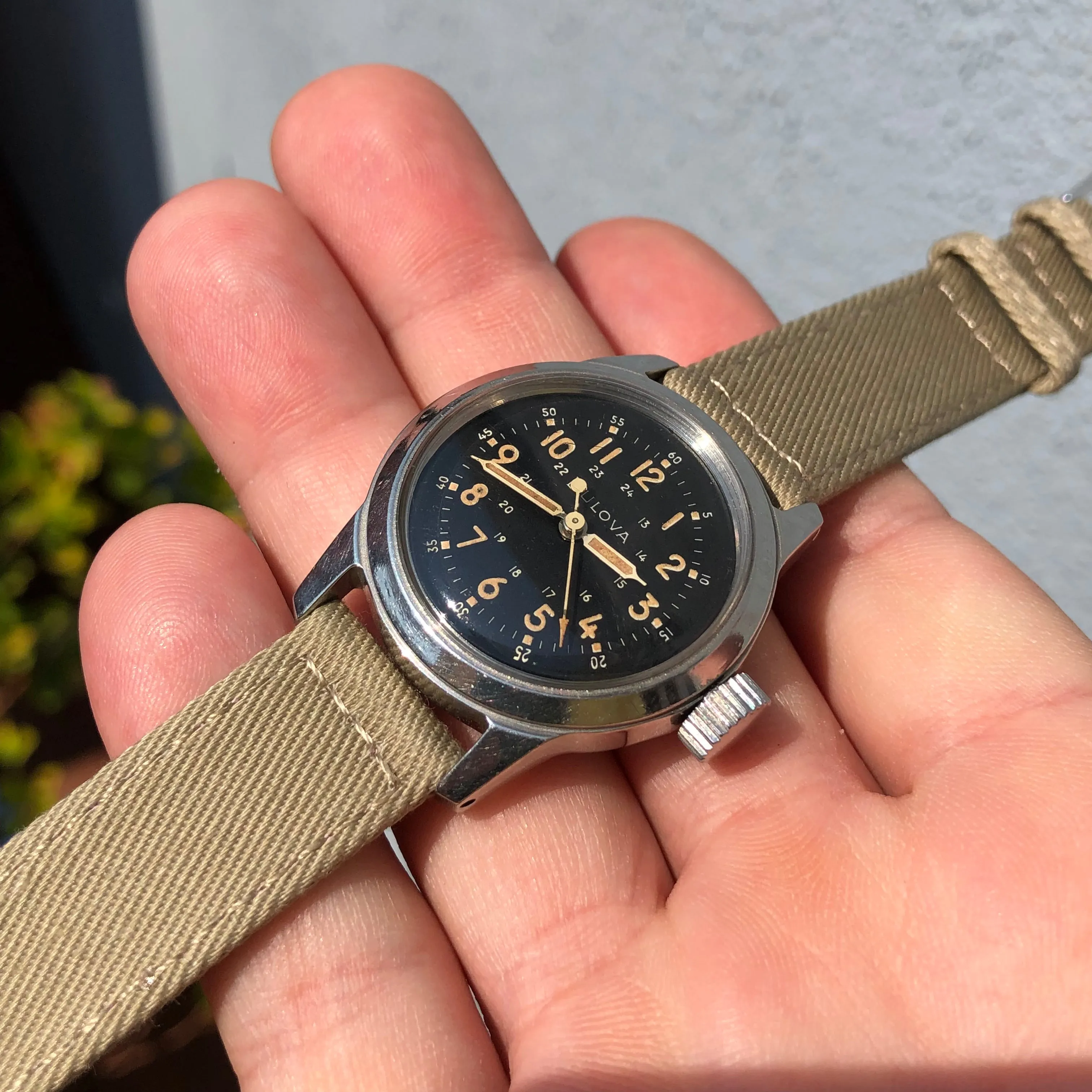 1950s Vintage Bulova A17A U.S. Military Hacking Navigational Wristwatch