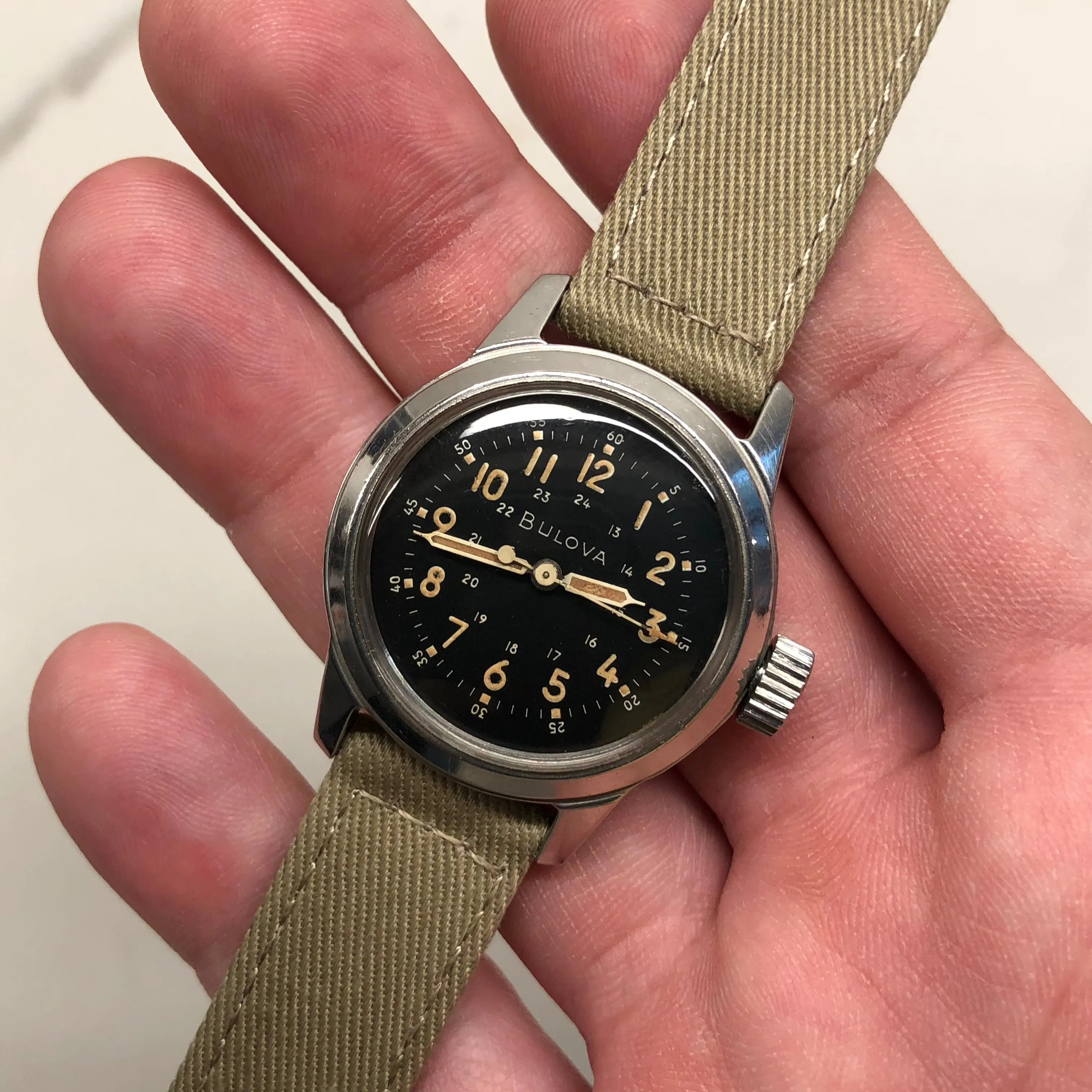 1950s Vintage Bulova A17A U.S. Military Hacking Navigational Wristwatch