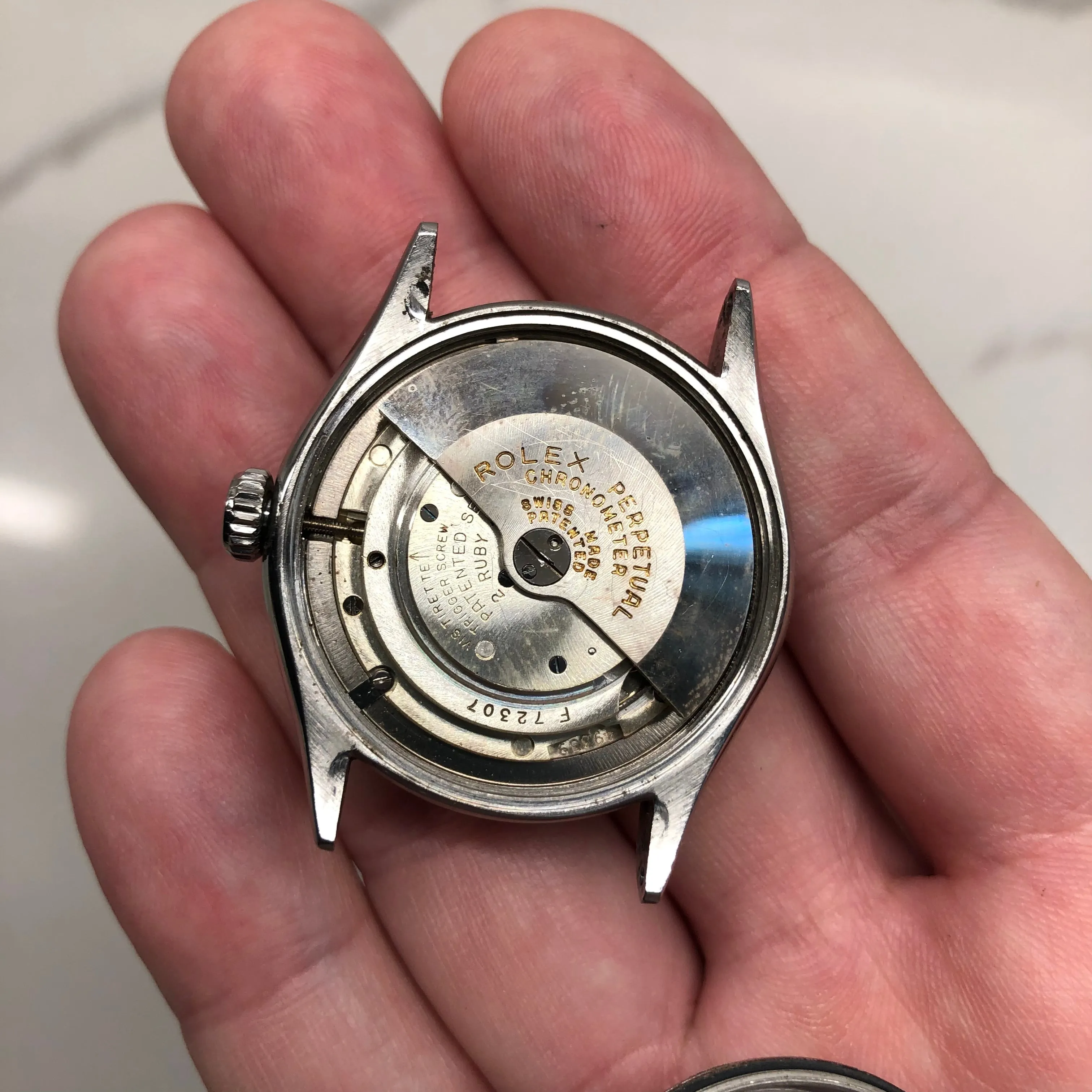 1952 Rolex Oyster Perpetual 6106 Bubbleback Steel Chronometer Tropical Wristwatch