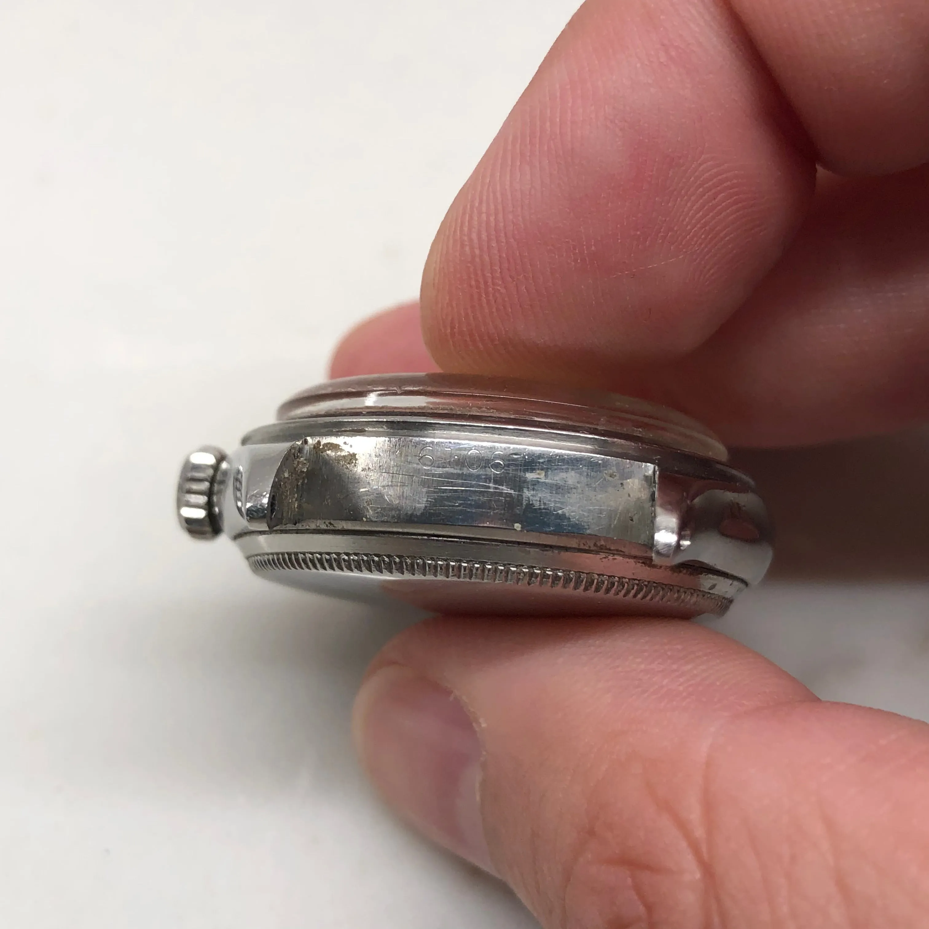 1952 Rolex Oyster Perpetual 6106 Bubbleback Steel Chronometer Tropical Wristwatch