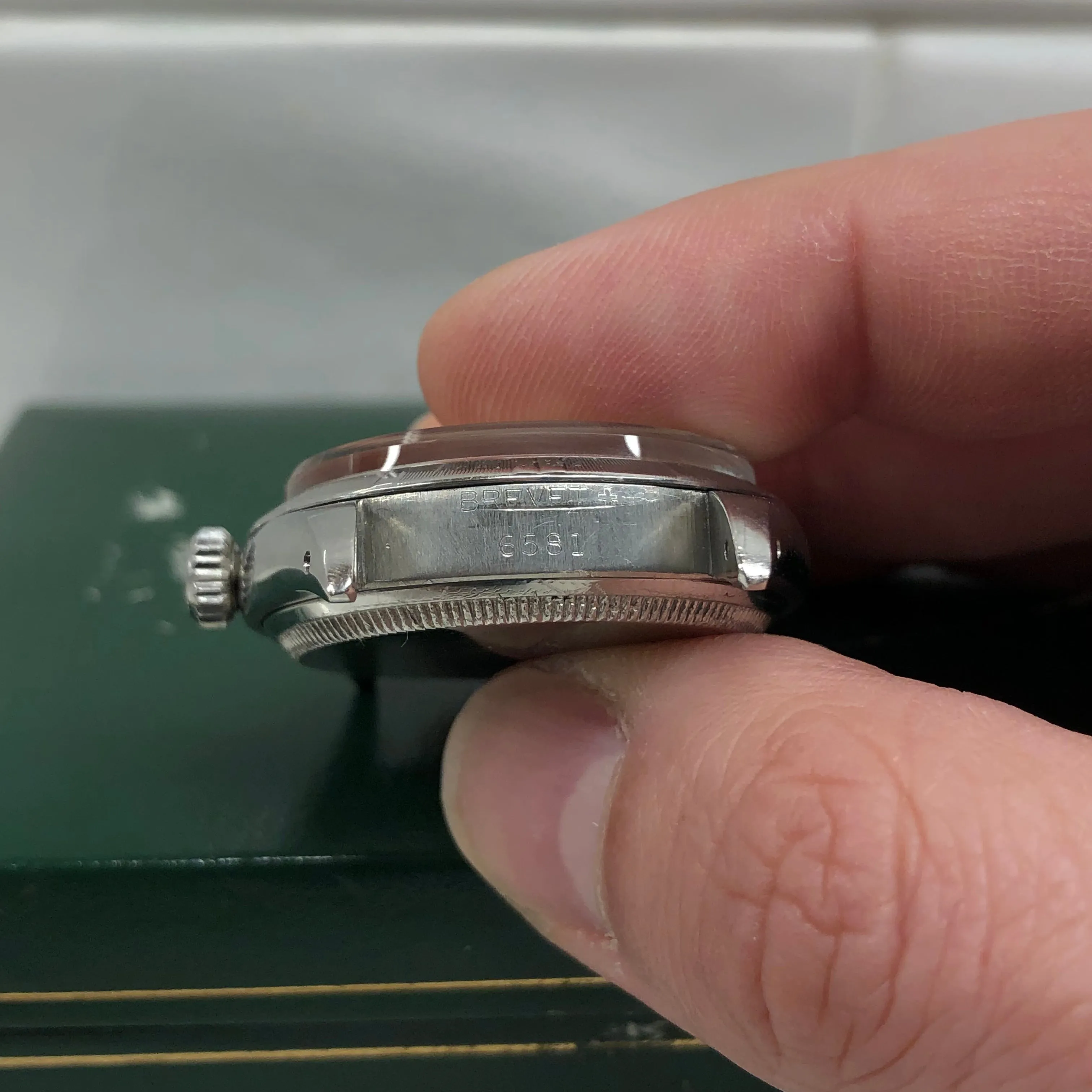 1954 Rolex Oyster Perpetual 6581 Caliber 1030 Steel Wristwatch with PX Store Box Papers and Chronometer Certificate