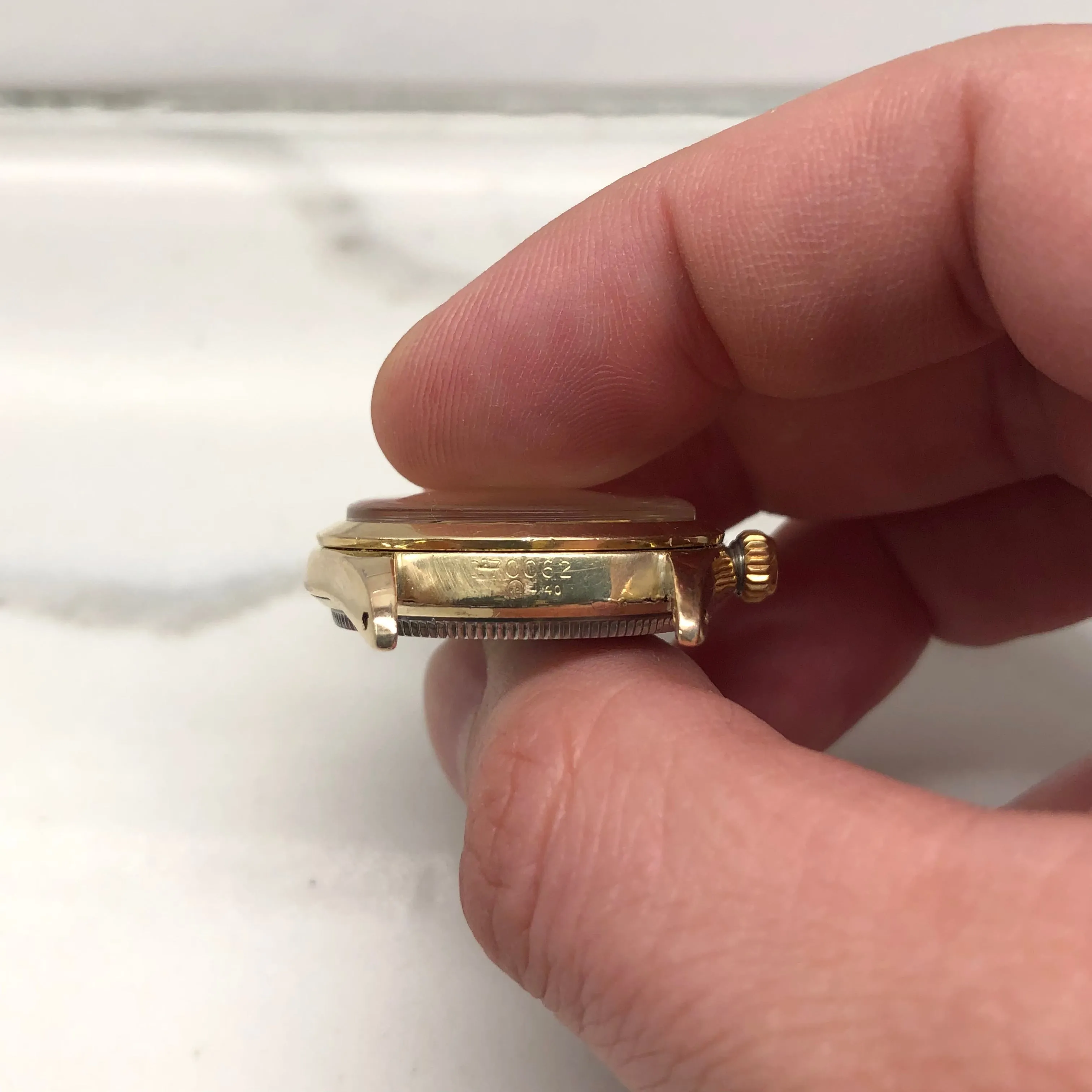 1956 Rolex Oyster Speedking 6418 Waffle Dial Gold Top 31mm Precision Wristwatch