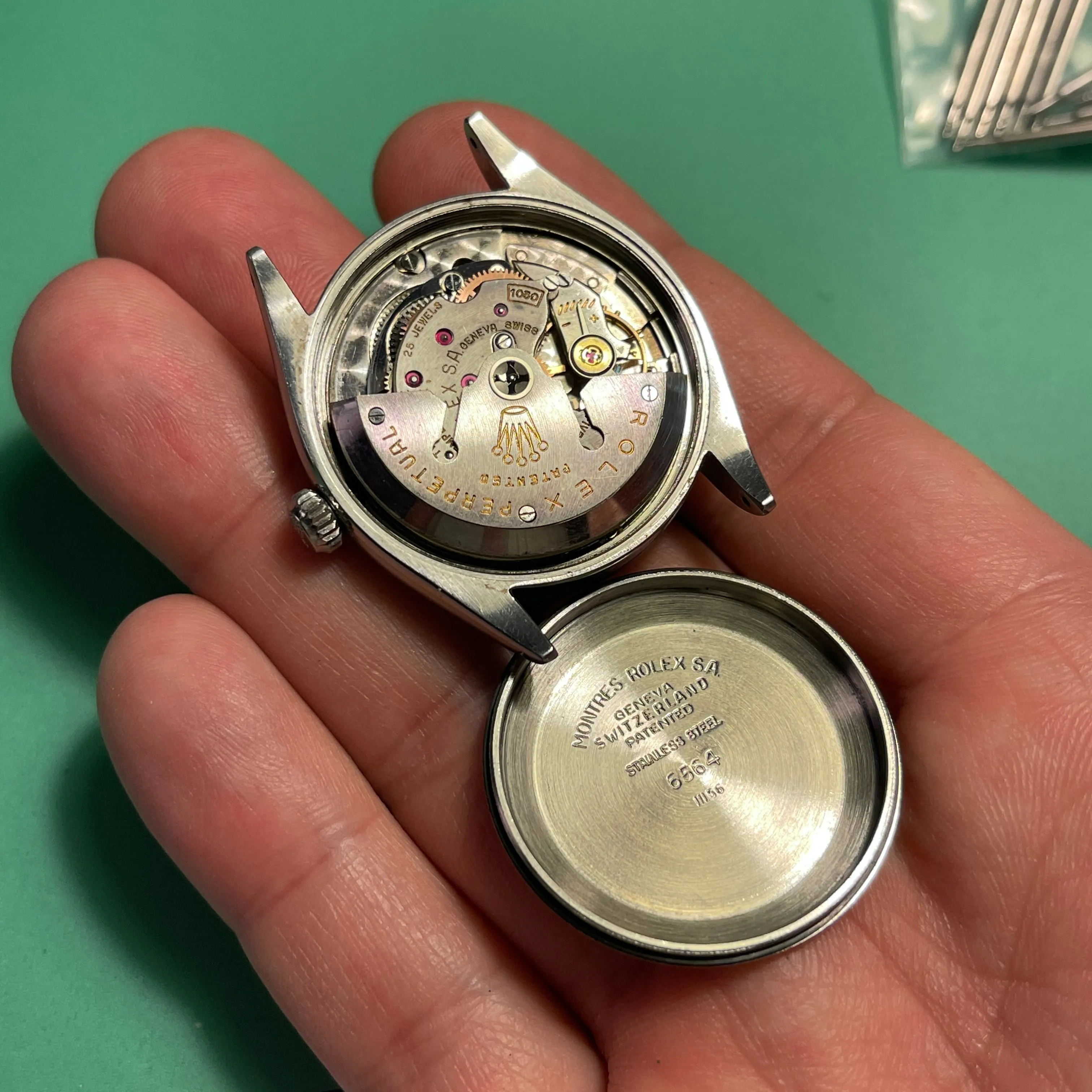 1956 Vintage Rolex Oyster Perpetual 6564 Waffle Dial Automatic Wristwatch