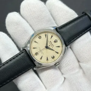 1956 Vintage Rolex Oyster Perpetual 6564 Waffle Dial Automatic Wristwatch