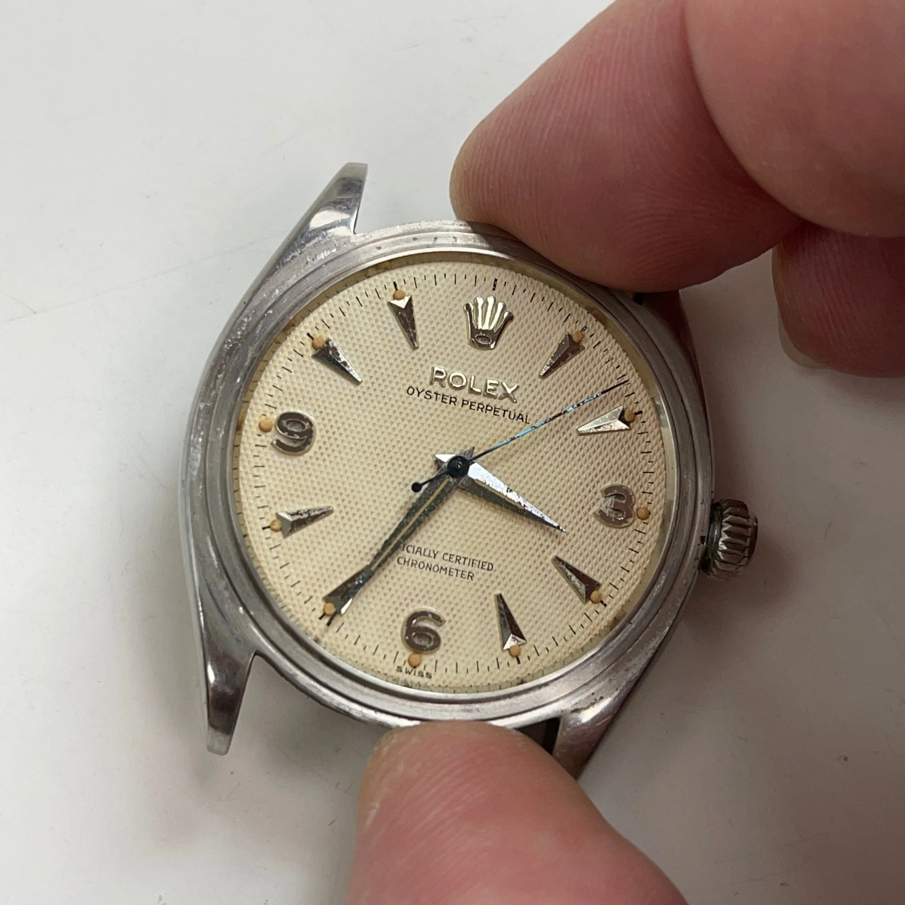 1956 Vintage Rolex Oyster Perpetual 6564 Waffle Dial Automatic Wristwatch