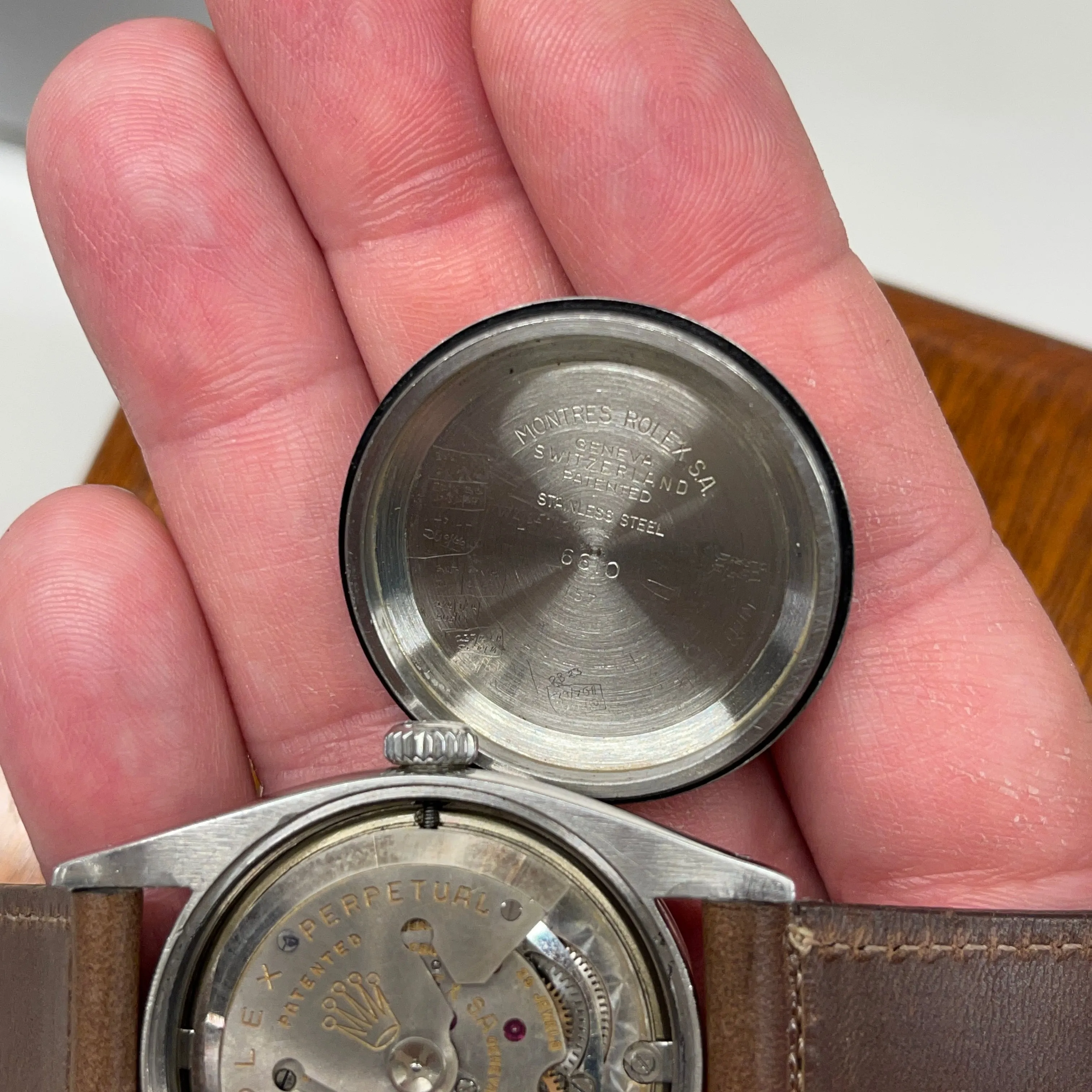 1957 Vintage Rolex Explorer 6610 Tropical Chapter Ring Gilt Swiss Only Wristwatch