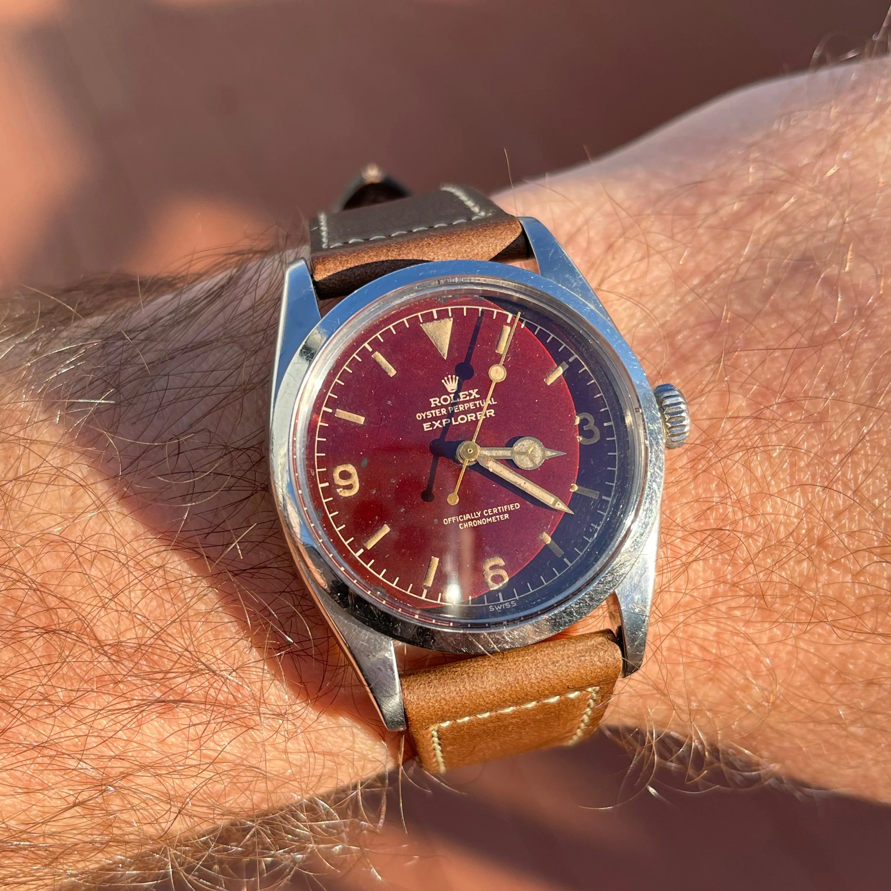 1957 Vintage Rolex Explorer 6610 Tropical Chapter Ring Gilt Swiss Only Wristwatch
