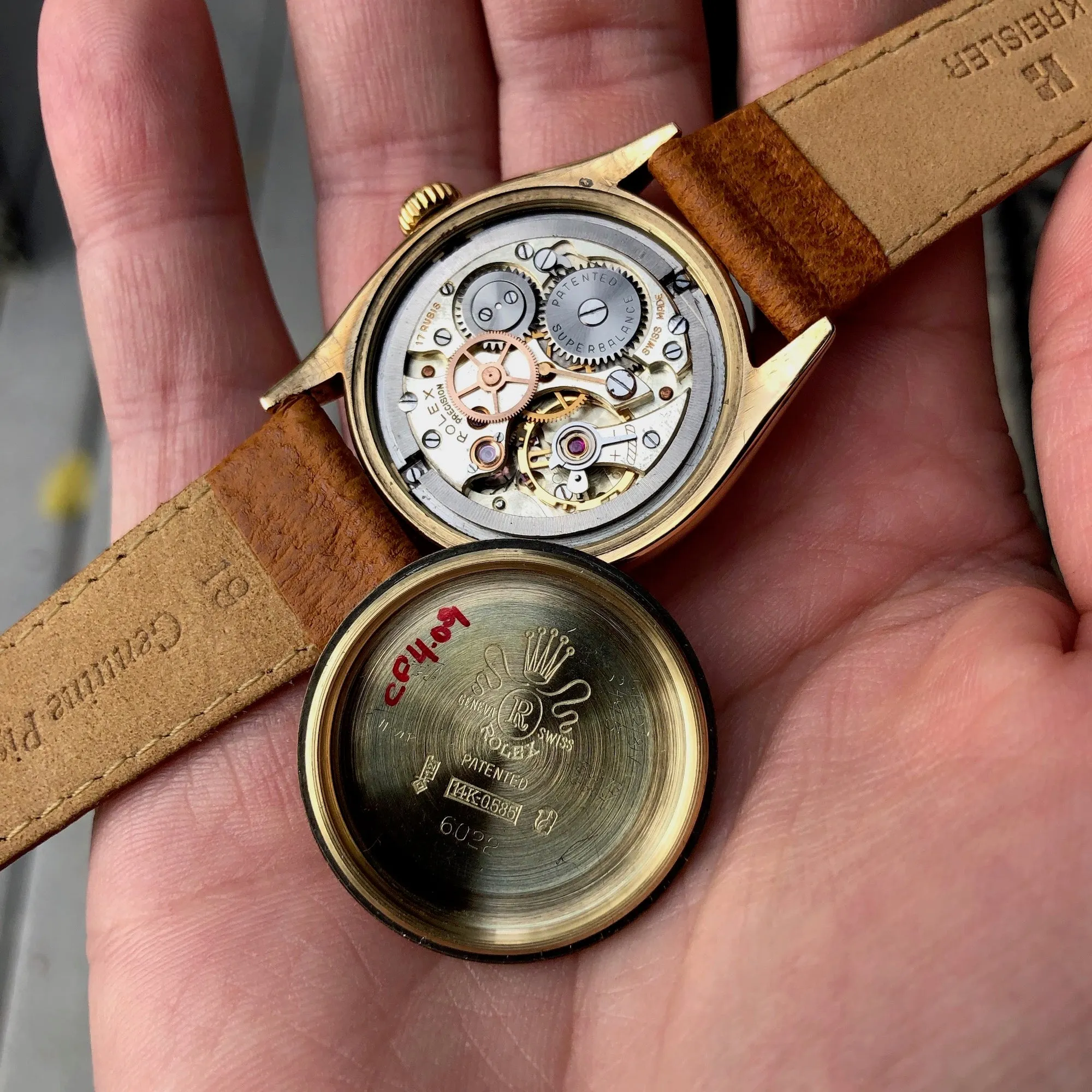 1958 Rolex 6022 Eaton Retailer Quarter Century Club Precision 14K Yellow Gold Vintage Wristwatch