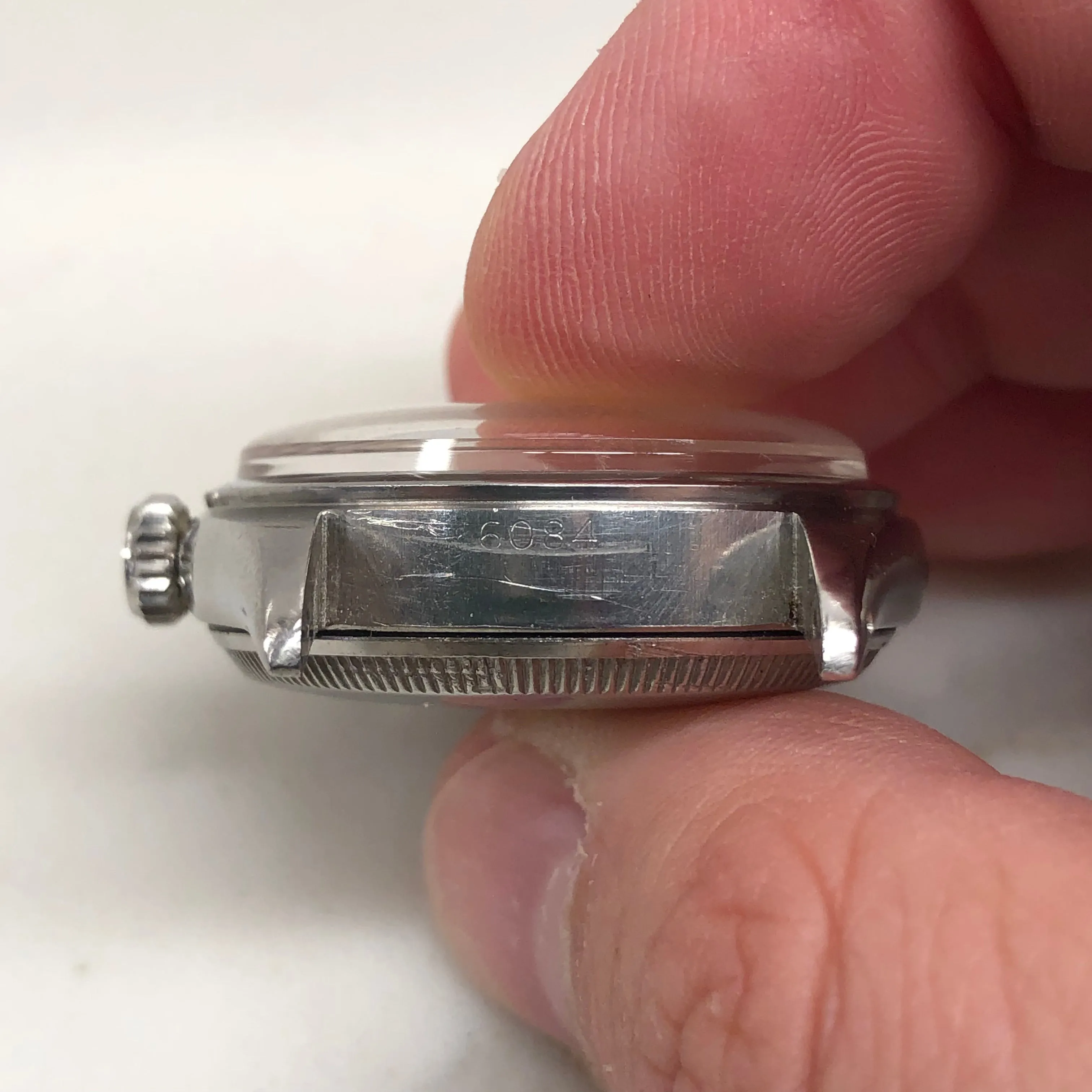 1958 Rolex Oyster Perpetual 6084 White Waffle Dial Big Logo Steel Rivet Bracelet Automatic Wristwatch
