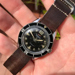 1959 Vintage Waltham Blancpain Bathyscaphe MC4 Automatic Black Bakelite Wristwatch