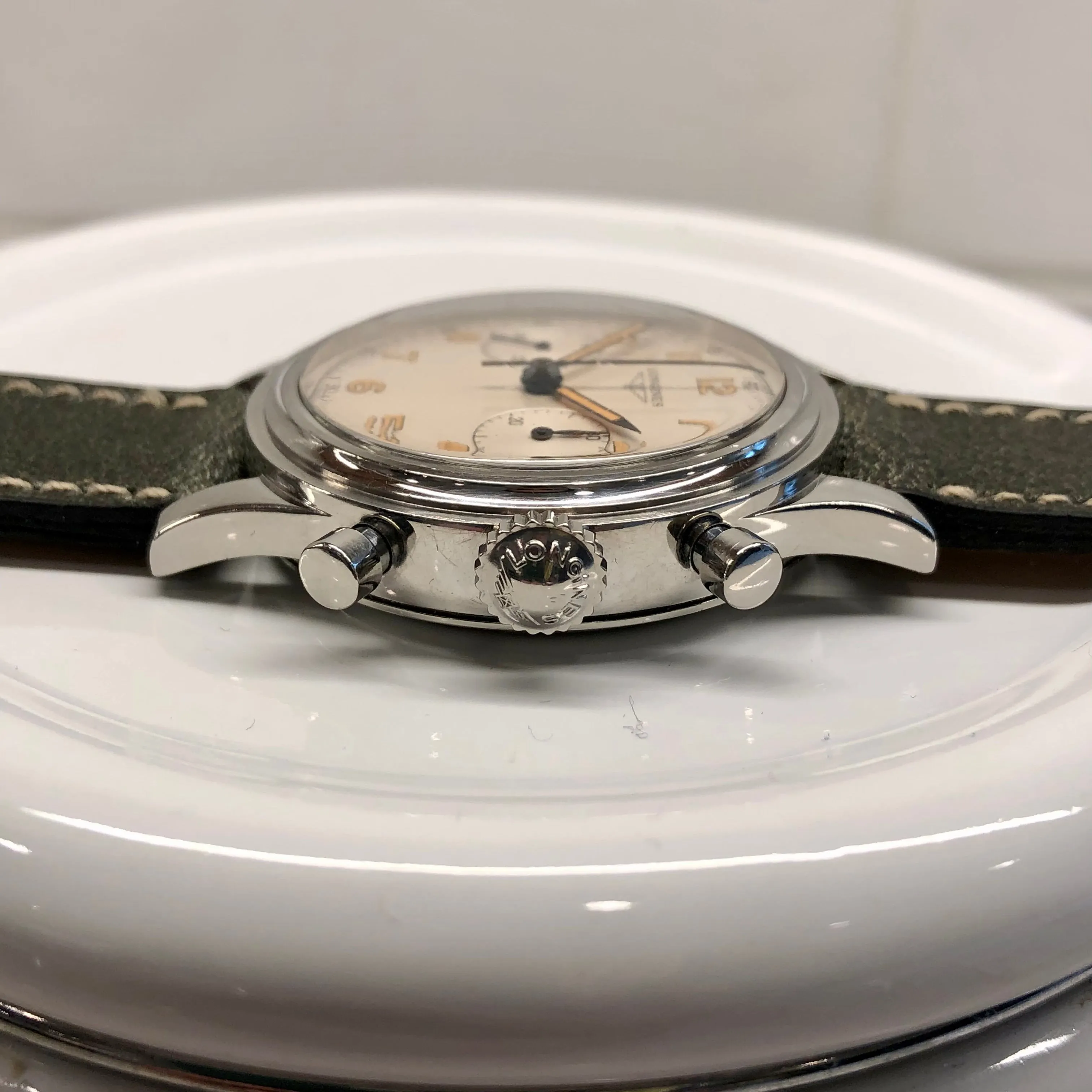 1960 Longines 6474 Stainless Steel 30CH Chronograph Telephone Dial Vintage Wristwatch with Extract