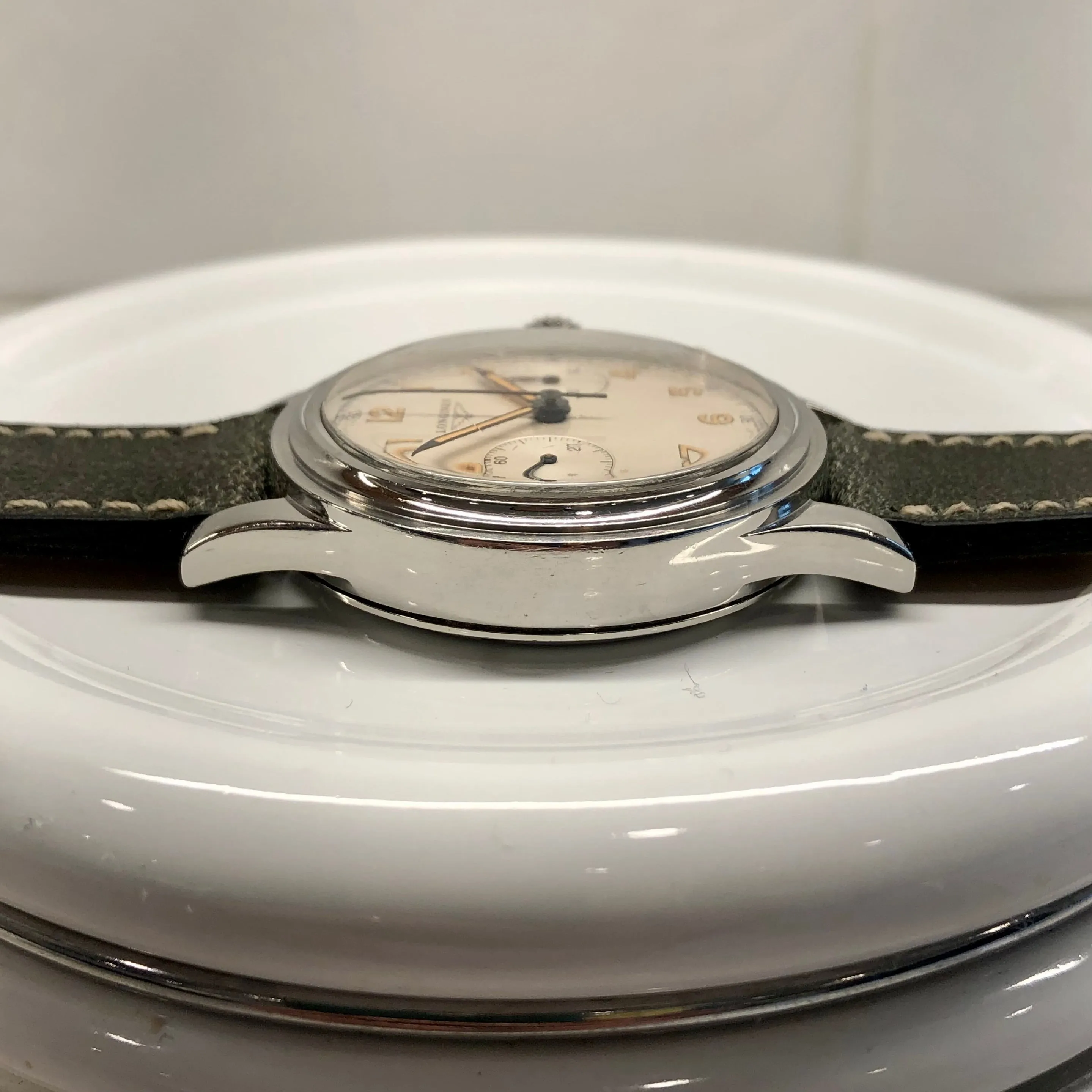 1960 Longines 6474 Stainless Steel 30CH Chronograph Telephone Dial Vintage Wristwatch with Extract