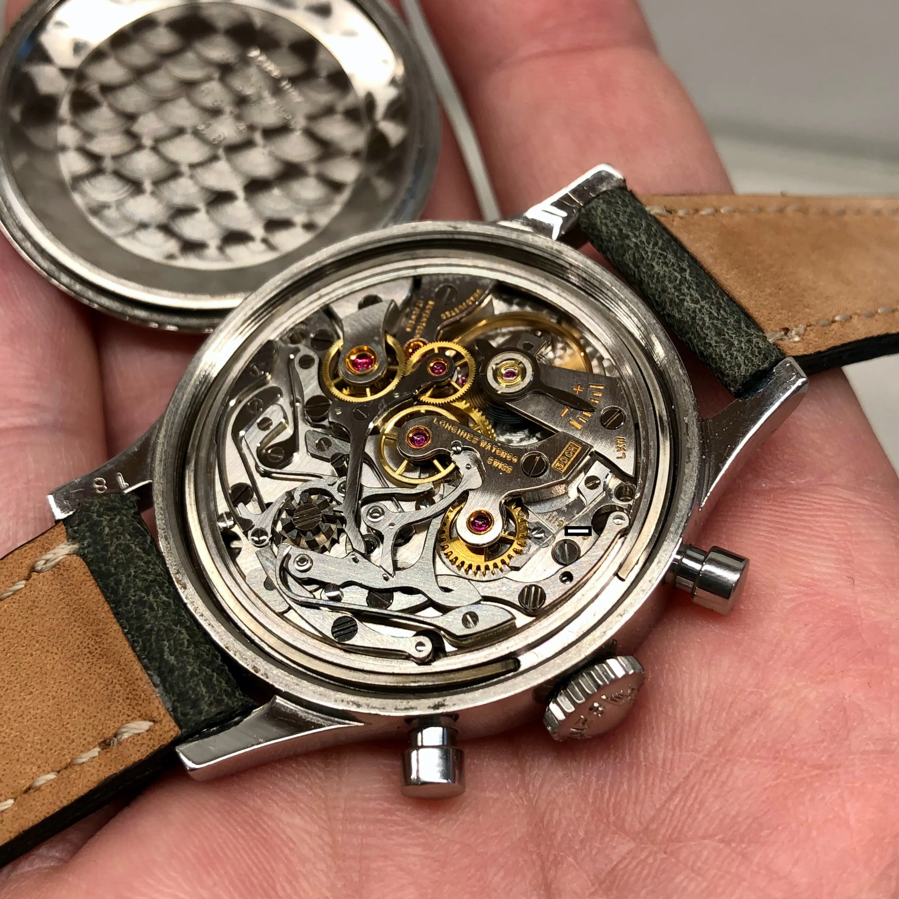1960 Longines 6474 Stainless Steel 30CH Chronograph Telephone Dial Vintage Wristwatch with Extract