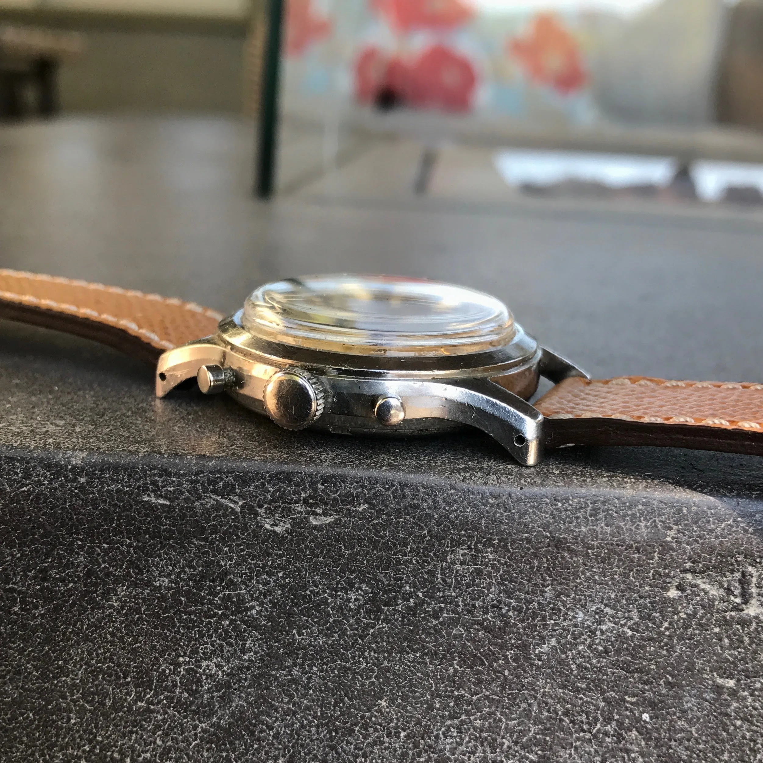 1960s Abercrombie & Fitch Co. 2444 (Heuer) Chronograph Valjoux 72 Manual Steel Wristwatch