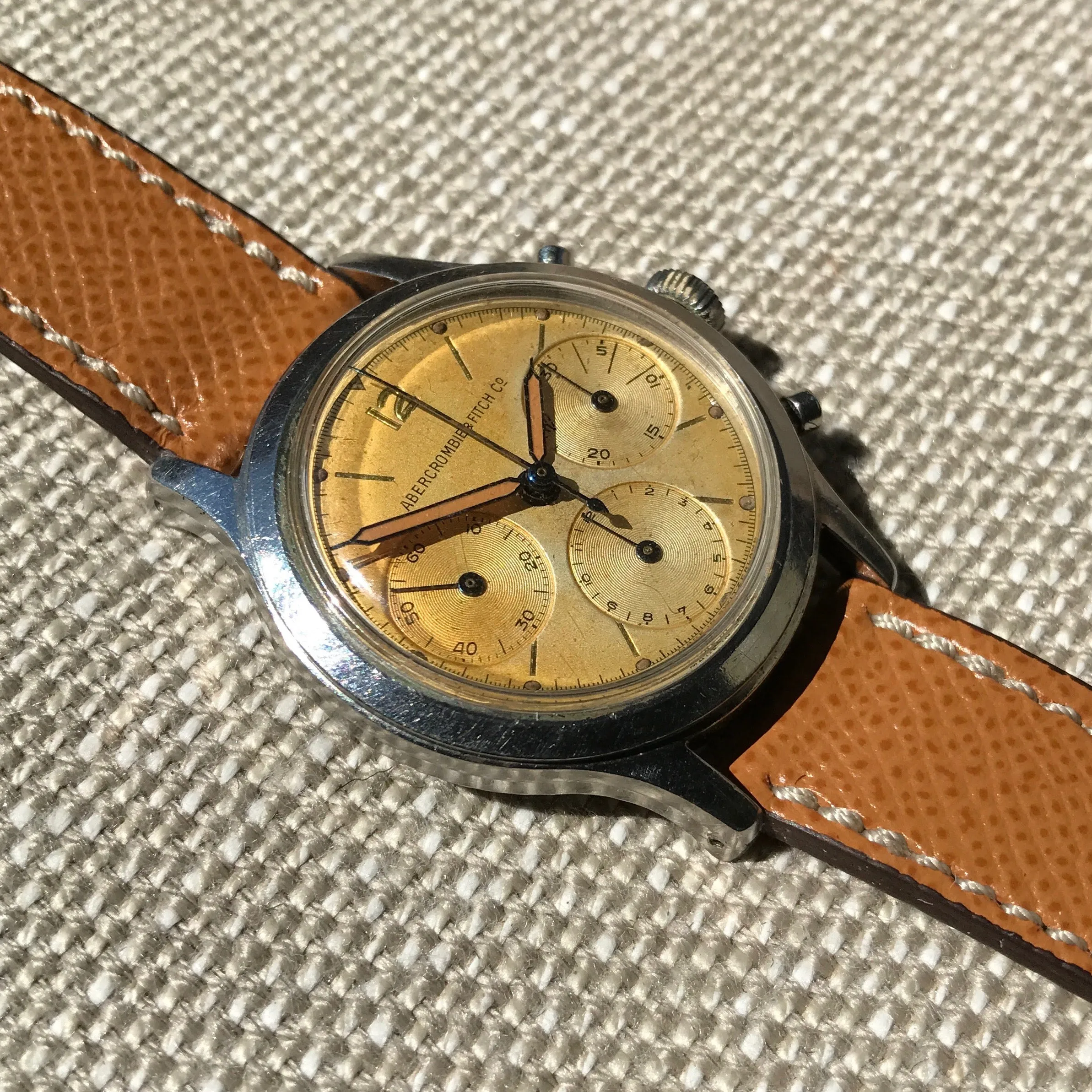 1960s Abercrombie & Fitch Co. 2444 (Heuer) Chronograph Valjoux 72 Manual Steel Wristwatch
