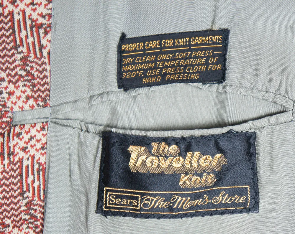 1960's Brown & Burnt Orange "The Traveller" Knit Blazer, Size M