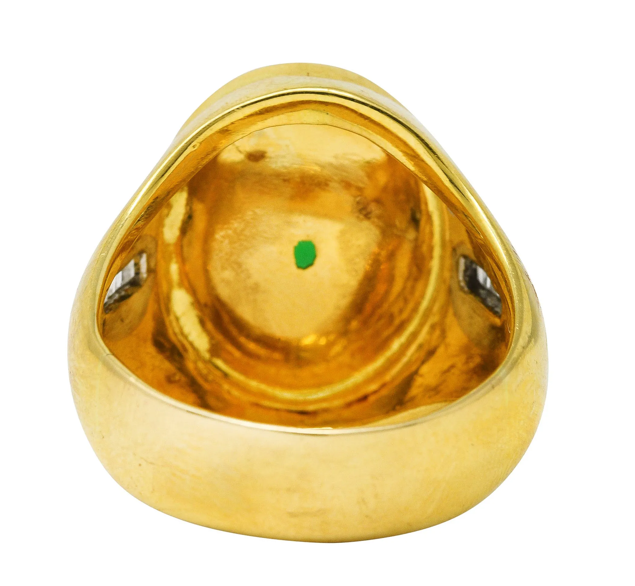 1960's Jade Diamond 18 Karat Yellow Gold Unisex Vintage Signet Ring