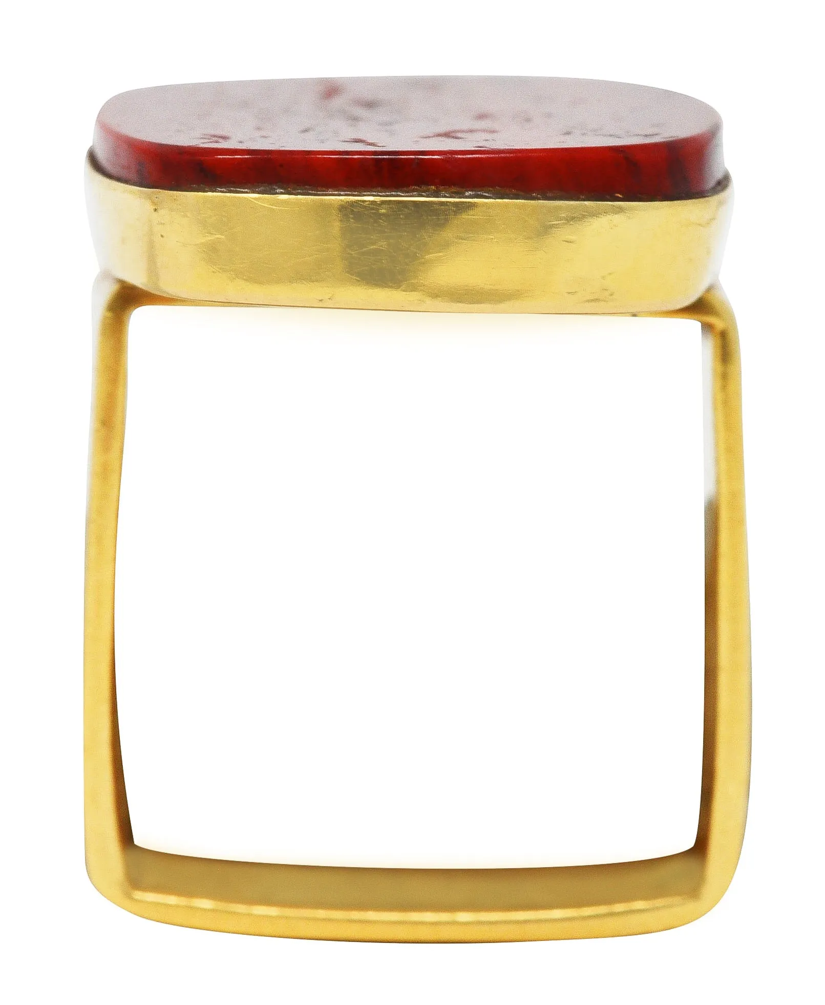 1960's Modernist Red Jasper 14 Karat Yellow Gold Vintage Signet Ring