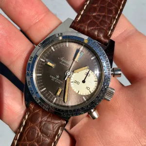 1960s Vintage Aquastar Deepstar Steel Chronograph Valjoux 92 Wristwatch