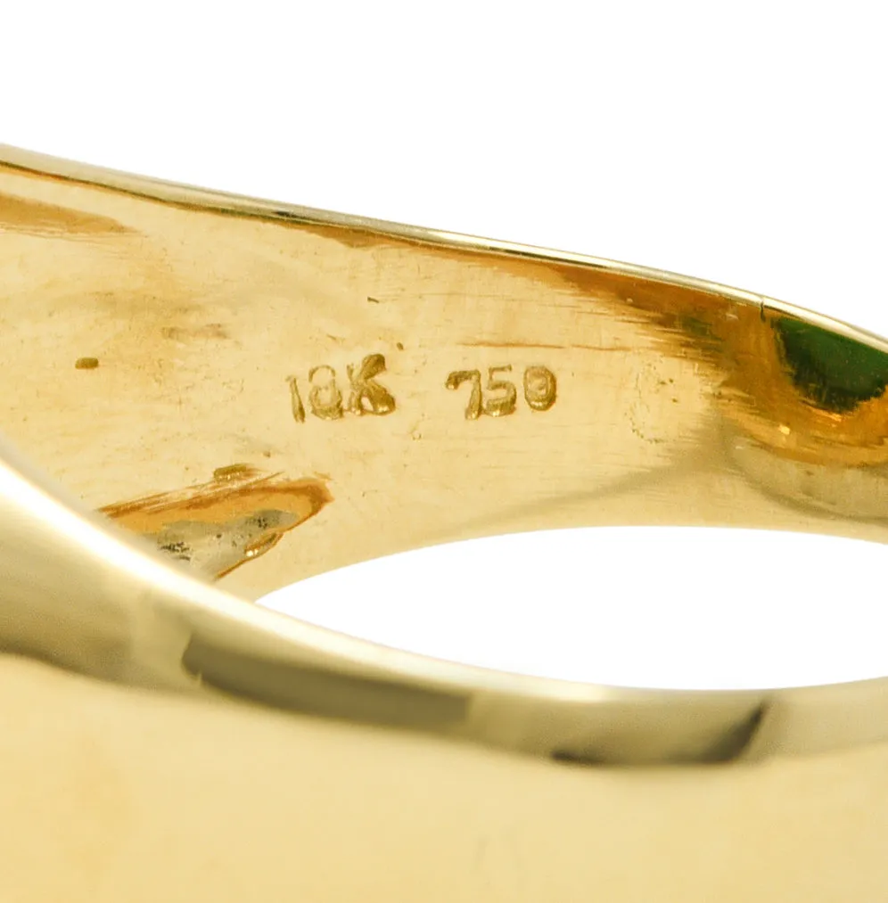 1960's Vintage Jade Diamond 18 Karat Gold Men's Gemstone Ring