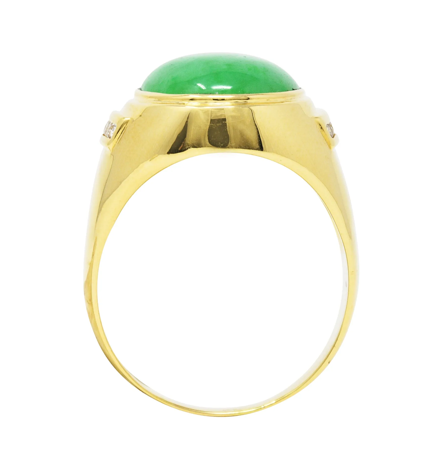 1960's Vintage Jade Diamond 18 Karat Gold Men's Gemstone Ring
