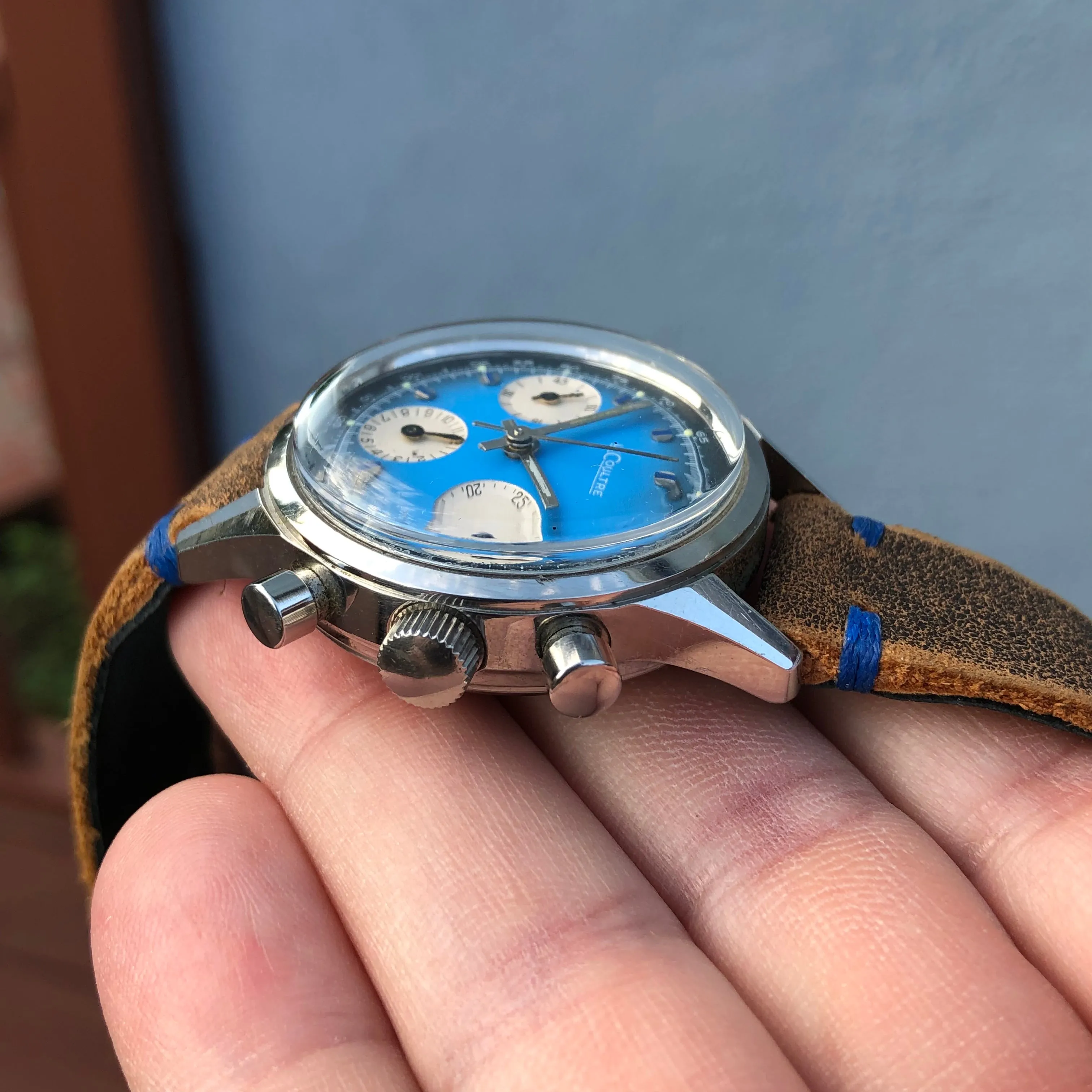 1960s Vintage LeCoultre E2644 Steel Chronograph Valjoux 72 Wristwatch