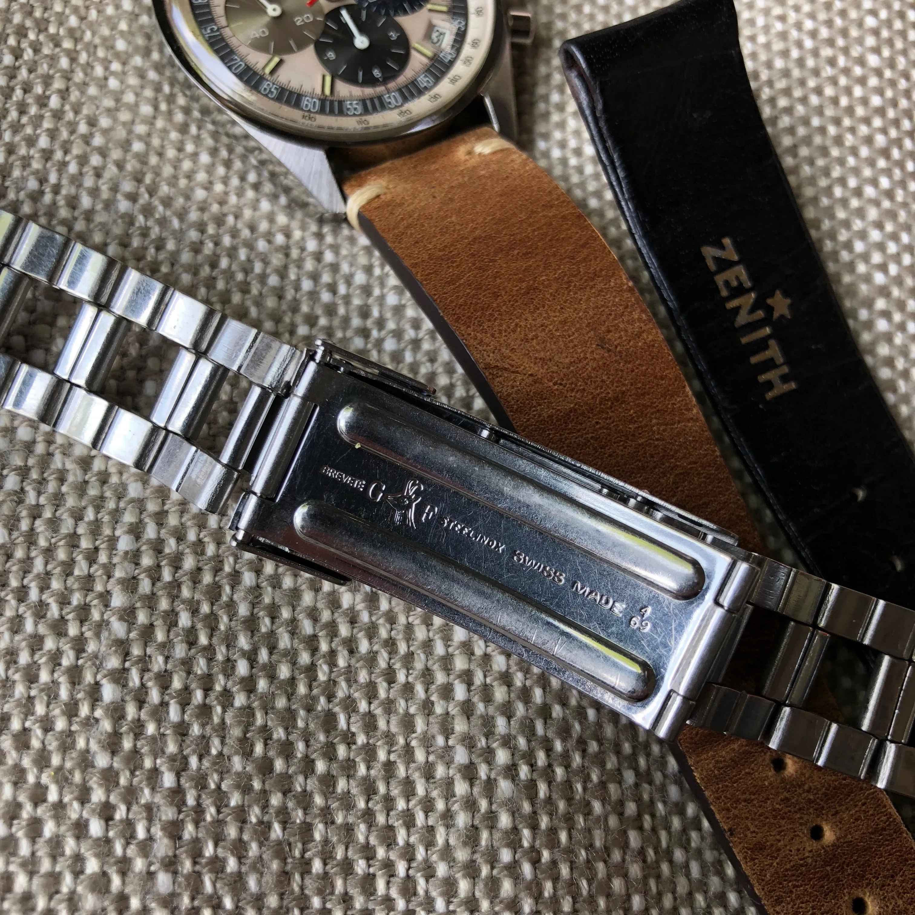 1960s Zenith El Primero A386 Steel Chronograph Automatic Gay Freres Wristwatch