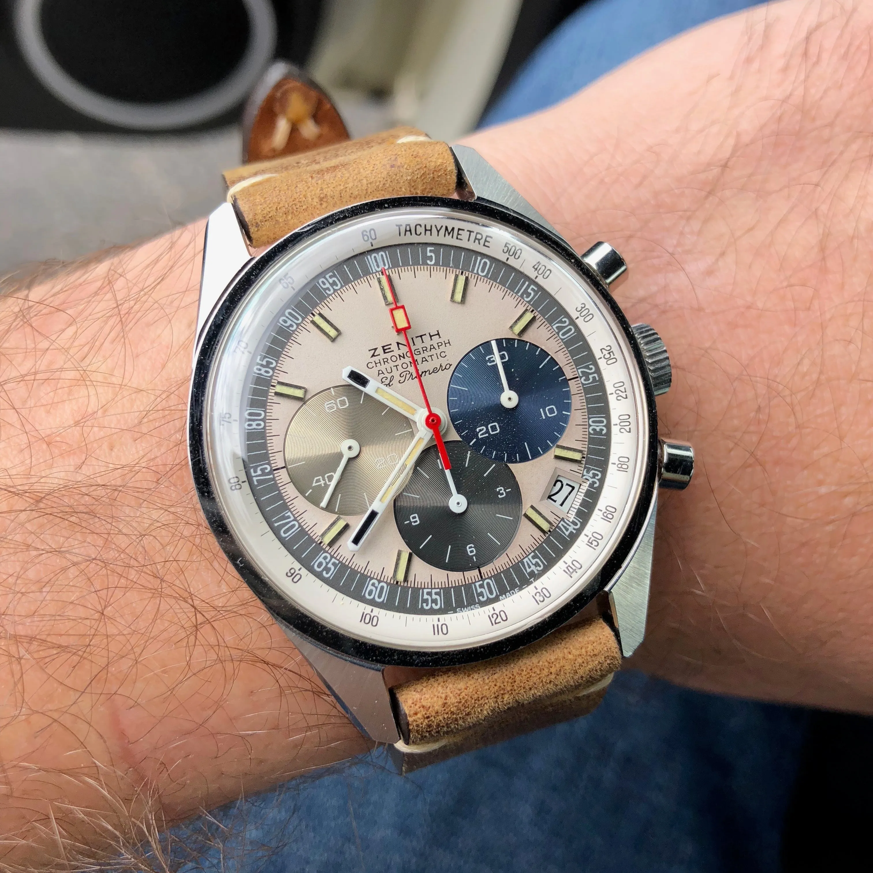1960s Zenith El Primero A386 Steel Chronograph Automatic Gay Freres Wristwatch