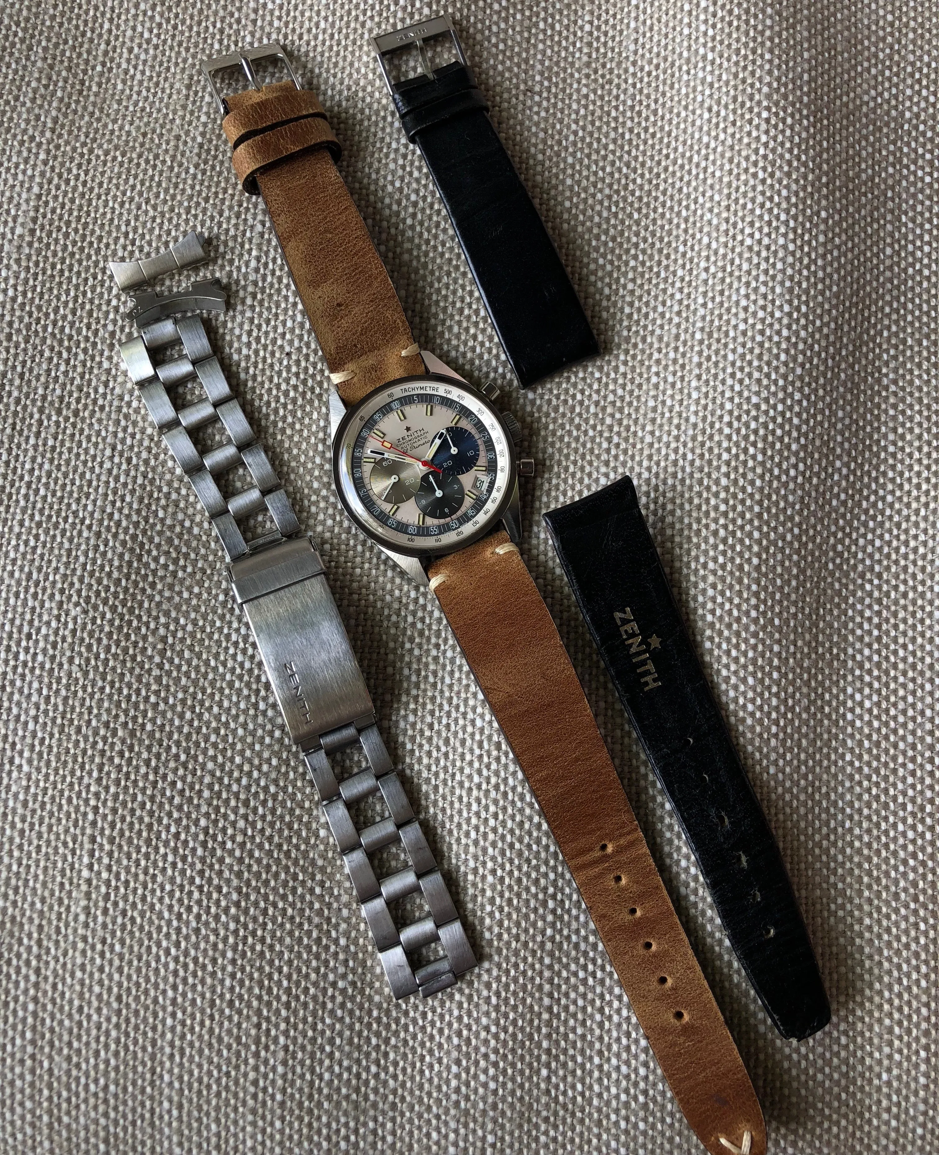 1960s Zenith El Primero A386 Steel Chronograph Automatic Gay Freres Wristwatch