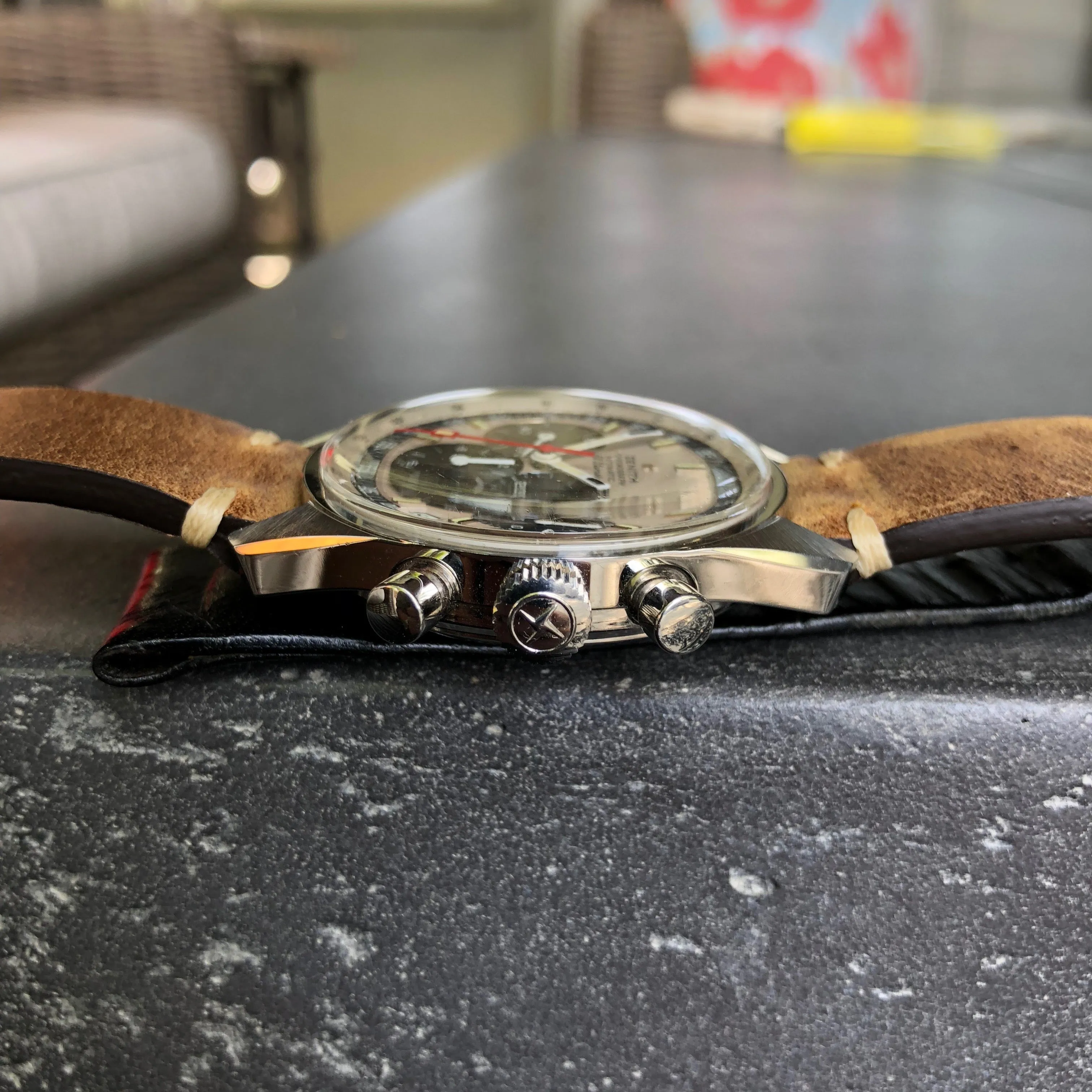 1960s Zenith El Primero A386 Steel Chronograph Automatic Gay Freres Wristwatch
