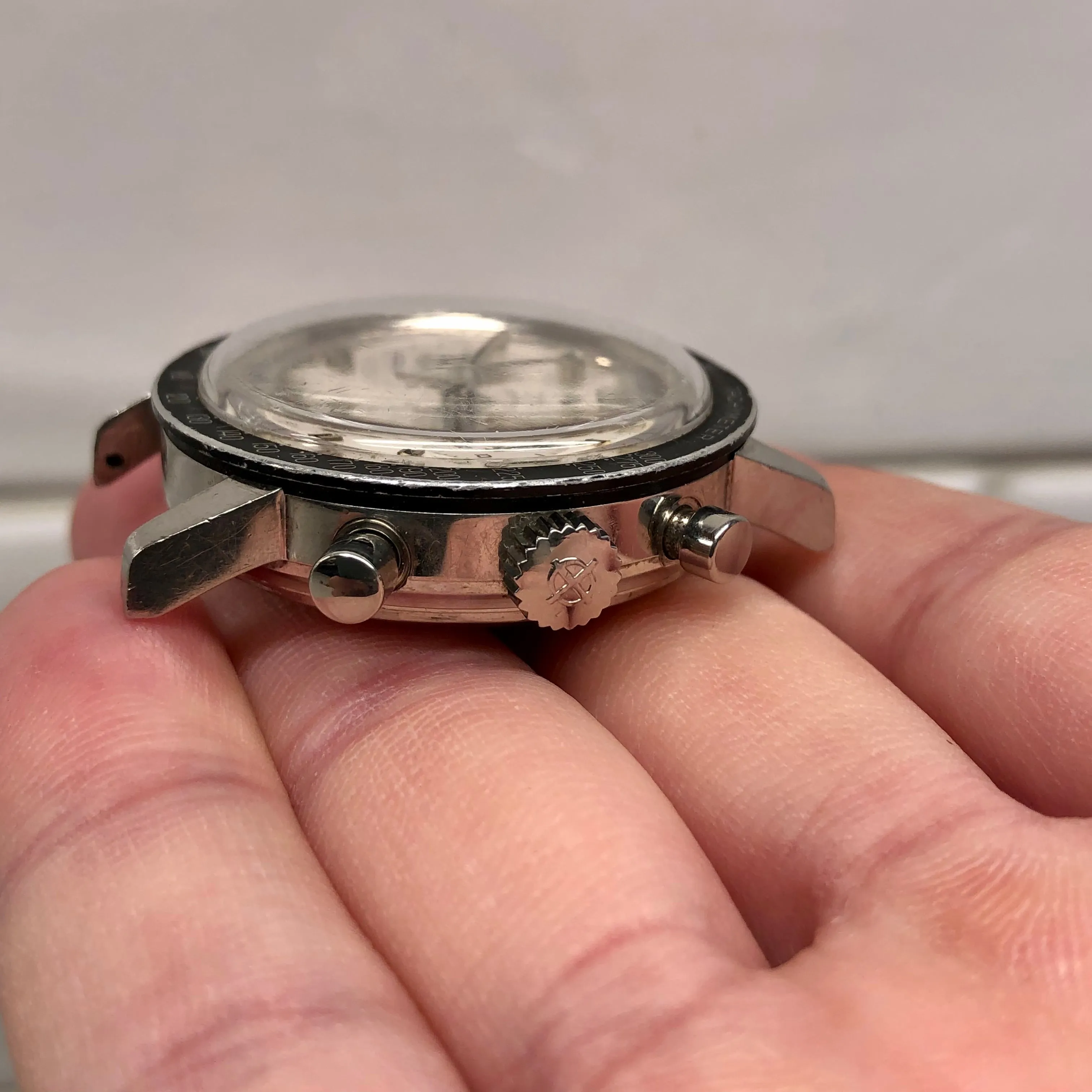 1960s Zodiac Zodiac-Chron Hermetic Steel Valjoux 72 Chronograph Wristwatch