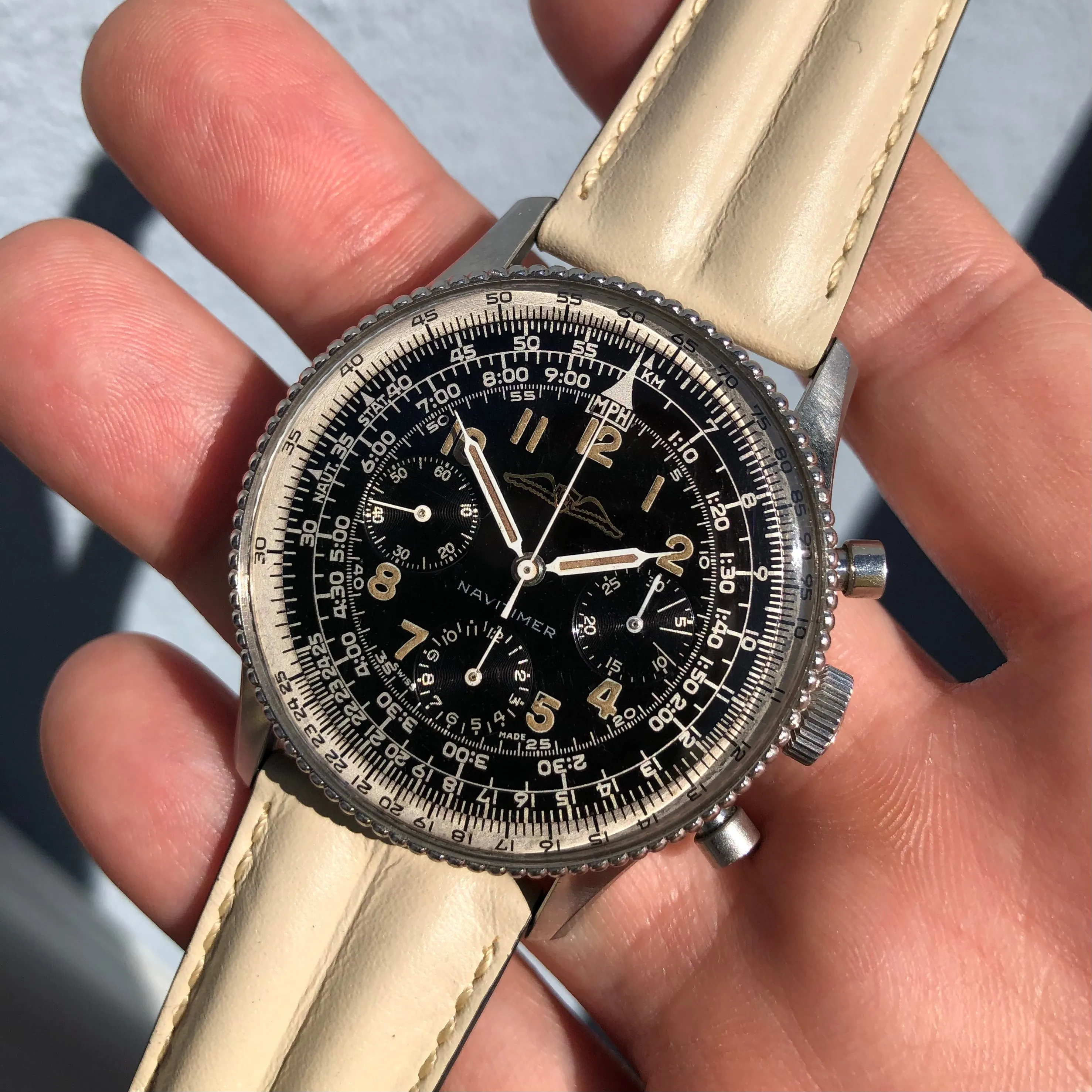 1961 Vintage Breitling Navitimer 806 Steel Venus 178 Chronograph AOPA Wristwatch