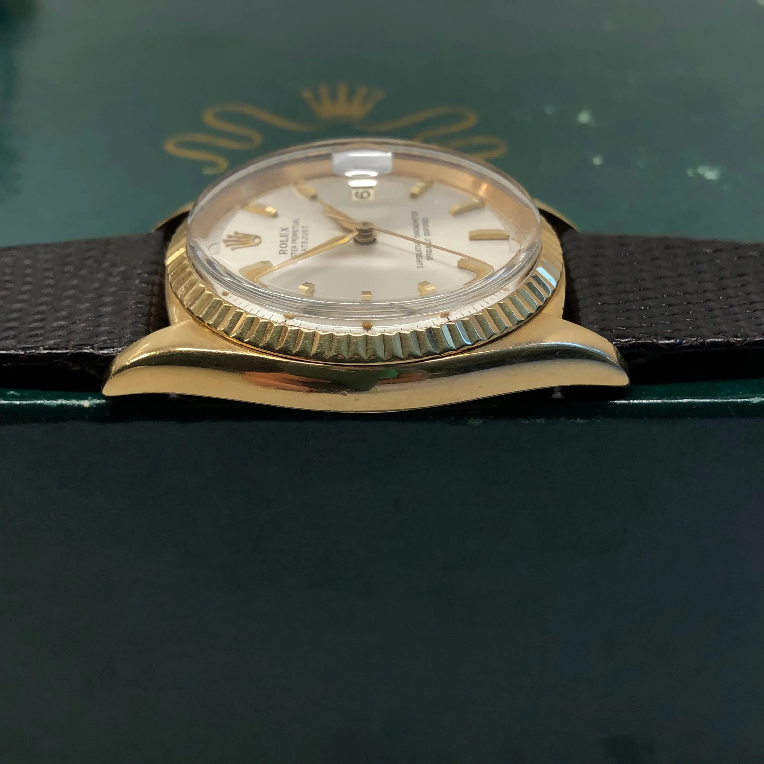 1962 Rolex Datejust 1601 18K Yellow Gold Sword Hands Automatic Wristwatch