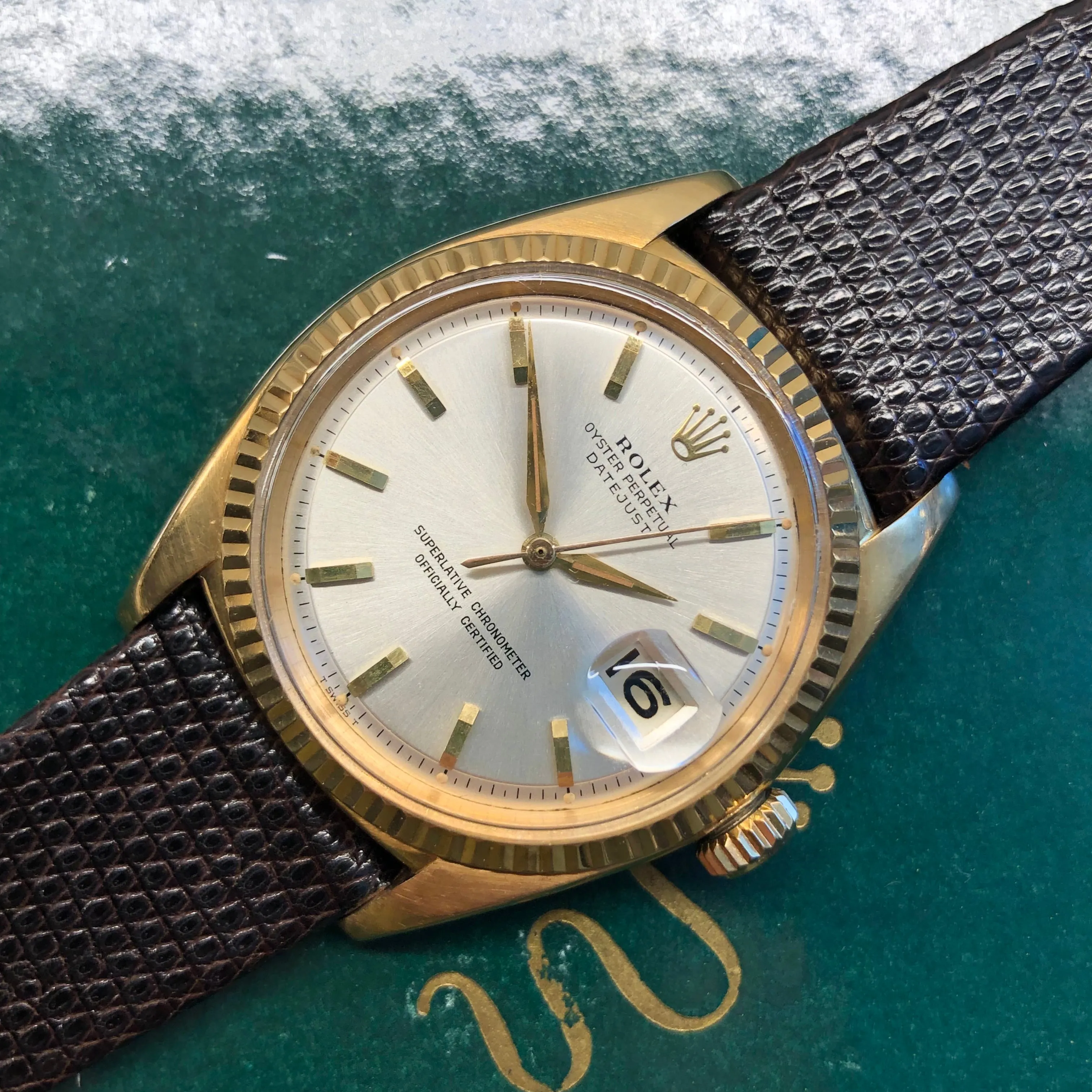 1962 Rolex Datejust 1601 18K Yellow Gold Sword Hands Automatic Wristwatch