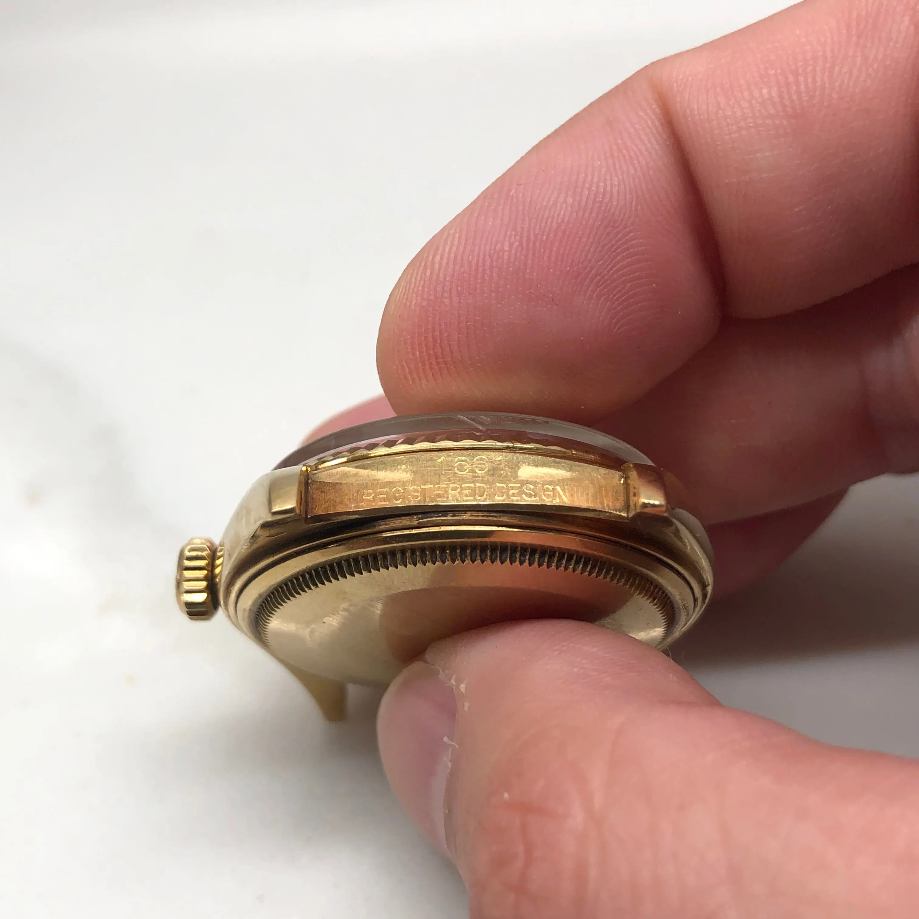 1962 Rolex Datejust 1601 18K Yellow Gold Sword Hands Automatic Wristwatch
