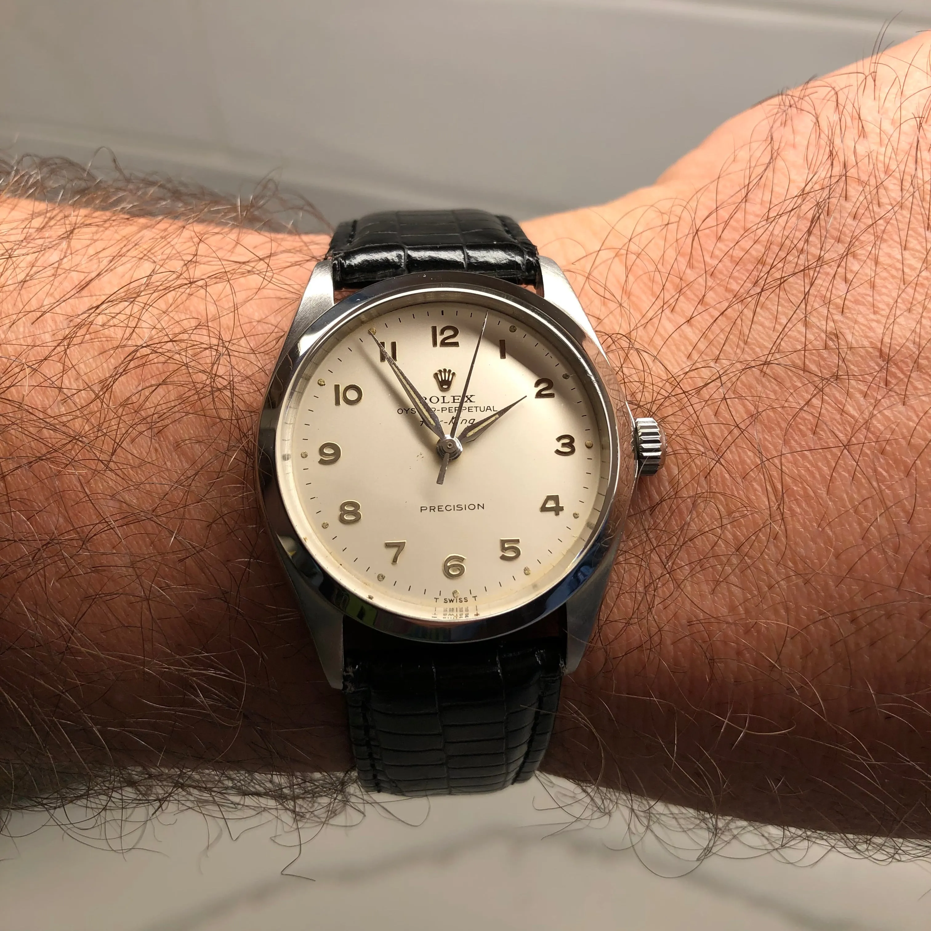 1964 Rolex Air King Precision 5500 Stainless Steel Arabic Dial Automatic Wristwatch