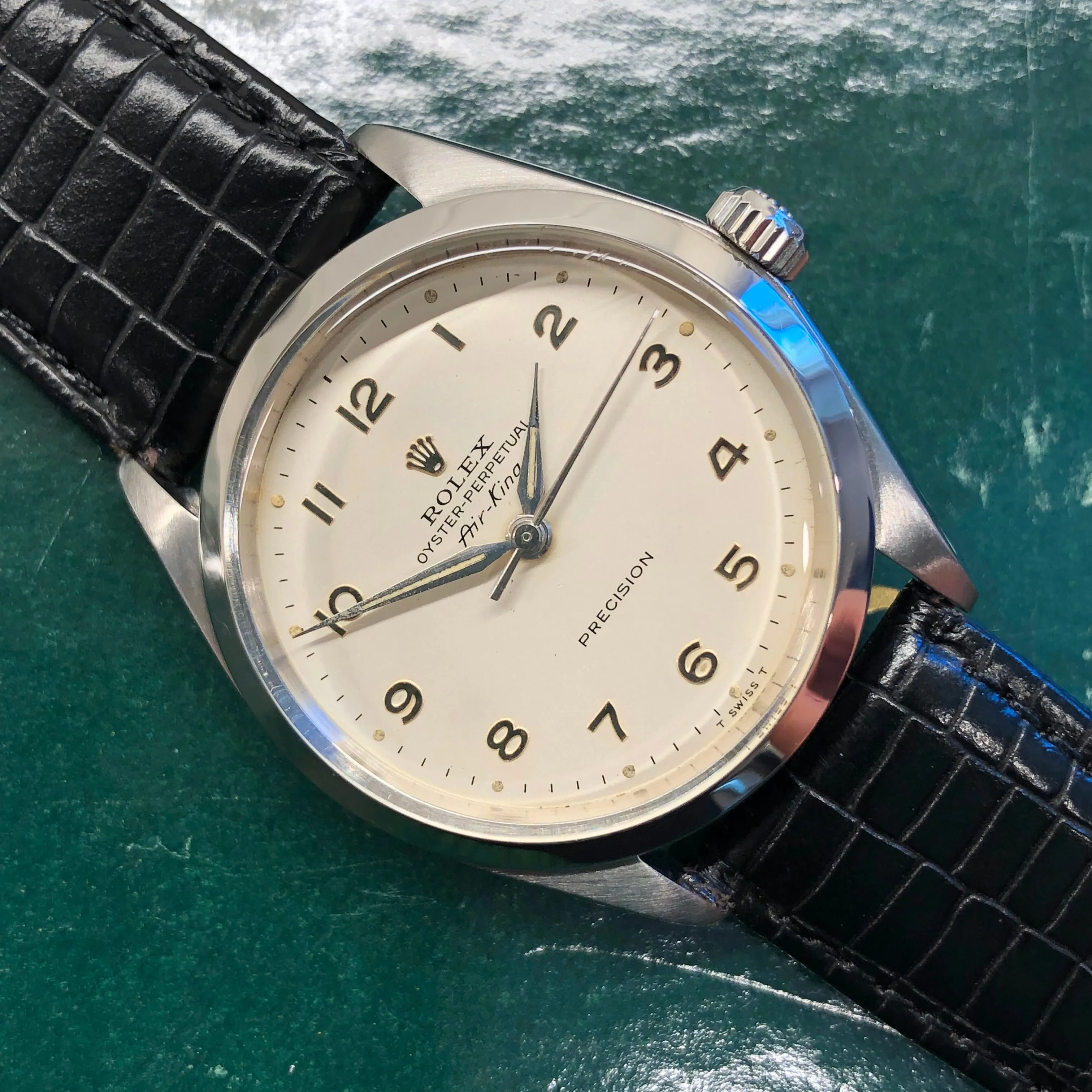 1964 Rolex Air King Precision 5500 Stainless Steel Arabic Dial Automatic Wristwatch